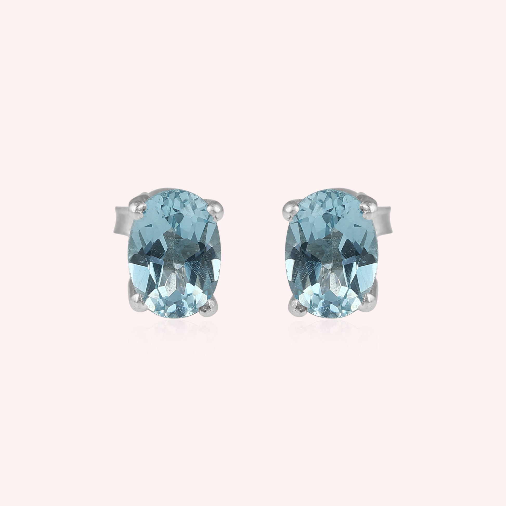 Natural  Blue Topaz Stud Earring 925 Sterling Jewelry