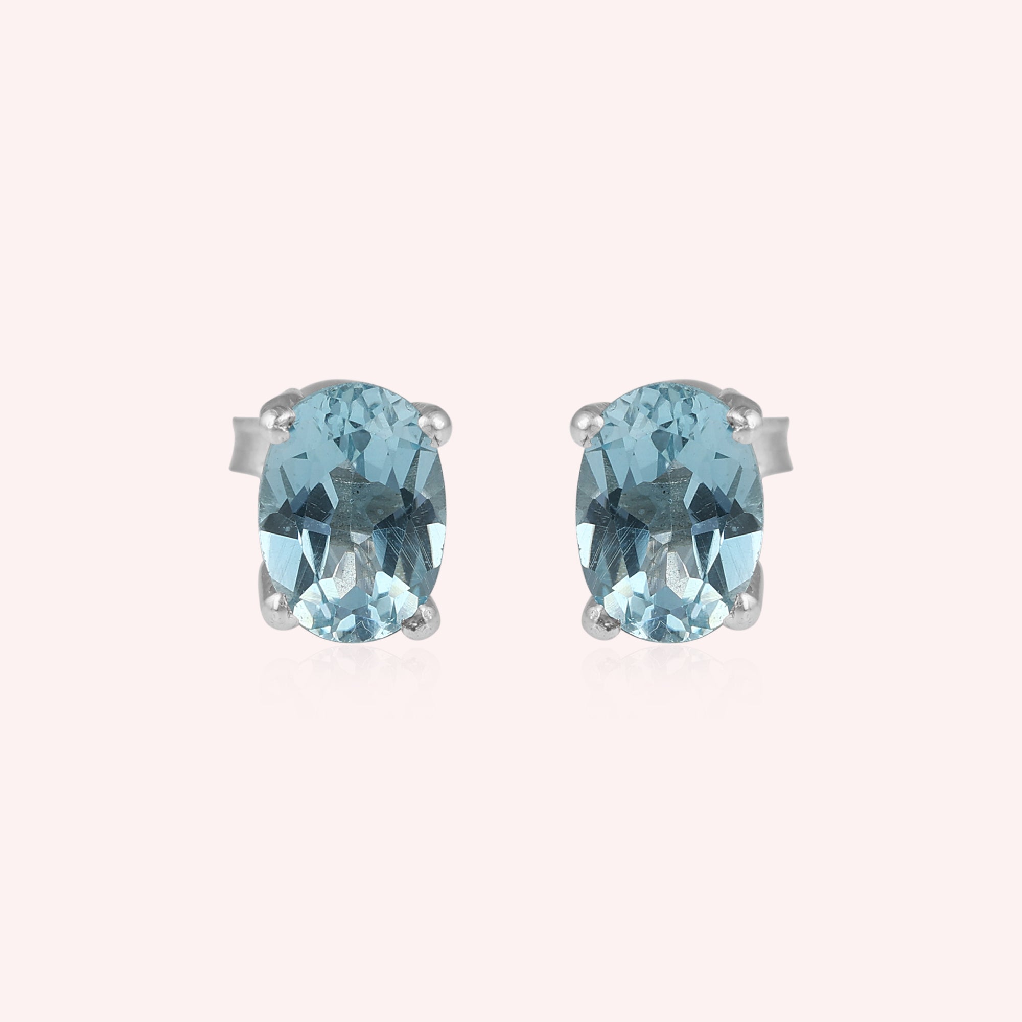 Natural  Blue Topaz Stud Earring 925 Sterling Jewelry