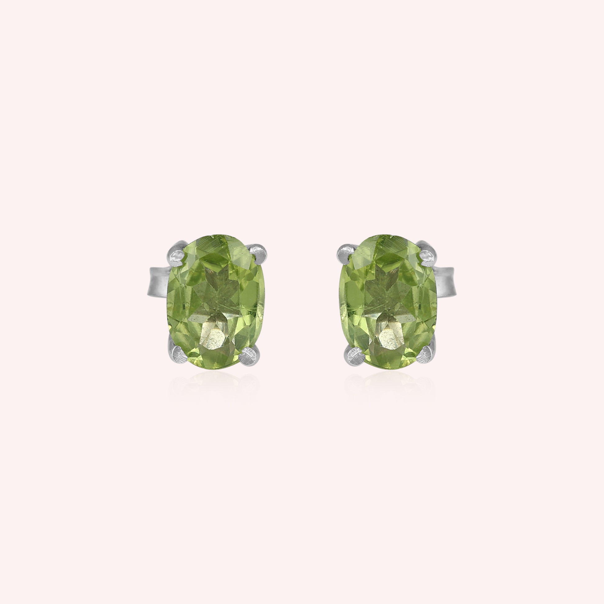Natural Peridot Stud Earring 925 Sterling Silver Jewelry