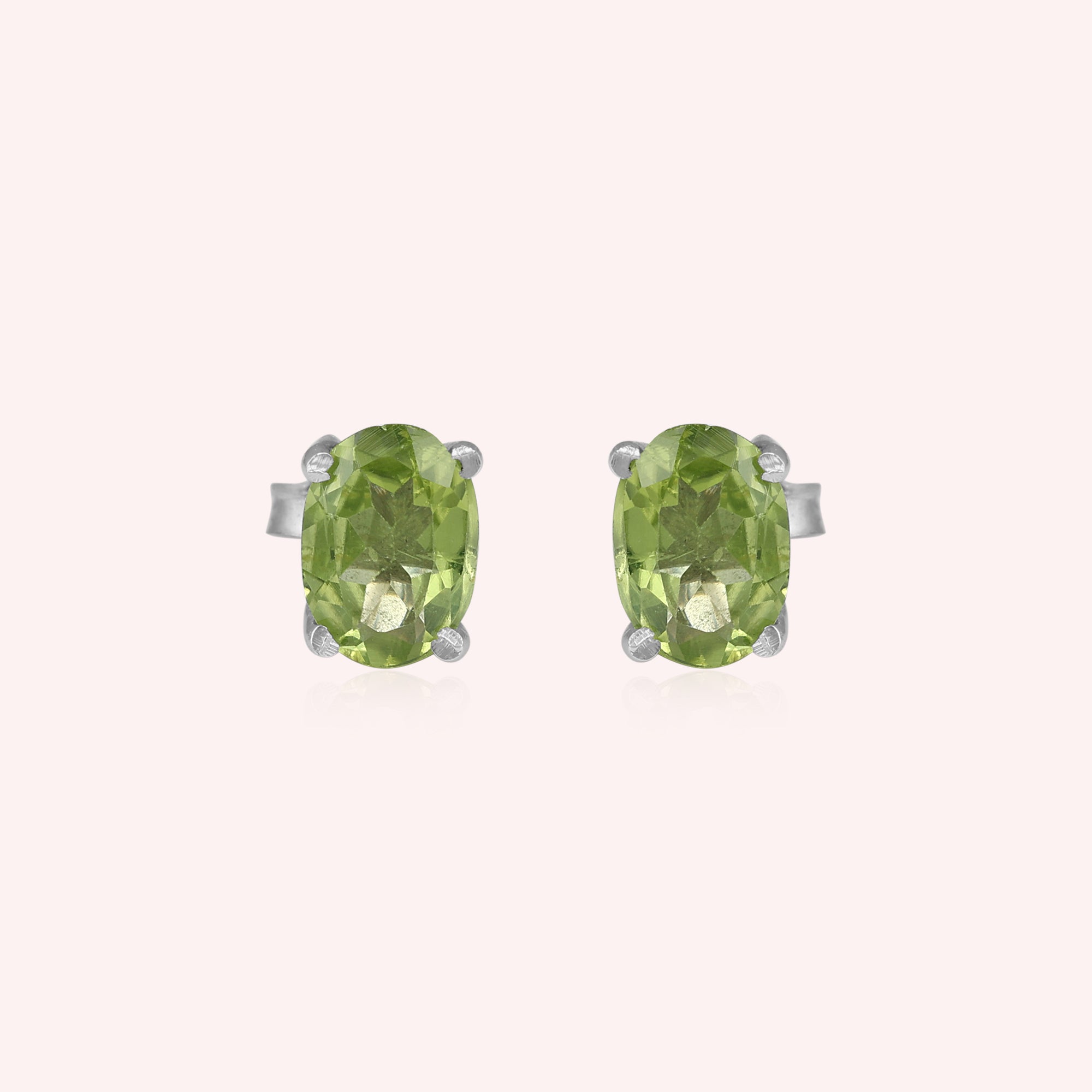 Natural Peridot Stud Earring 925 Sterling Silver Jewelry