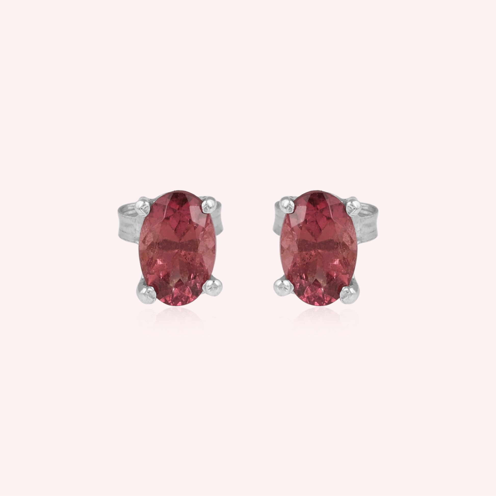 Natural  Pink Tourmaline Stud Earring 925 Sterling Jewelry