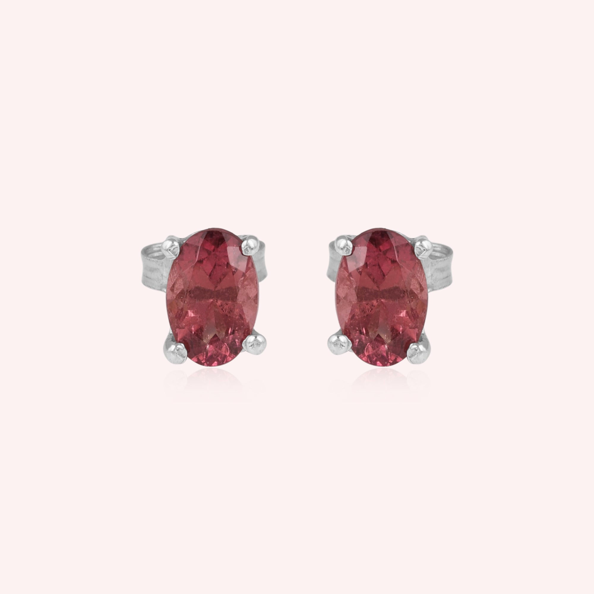 Natural  Pink Tourmaline Stud Earring 925 Sterling Jewelry