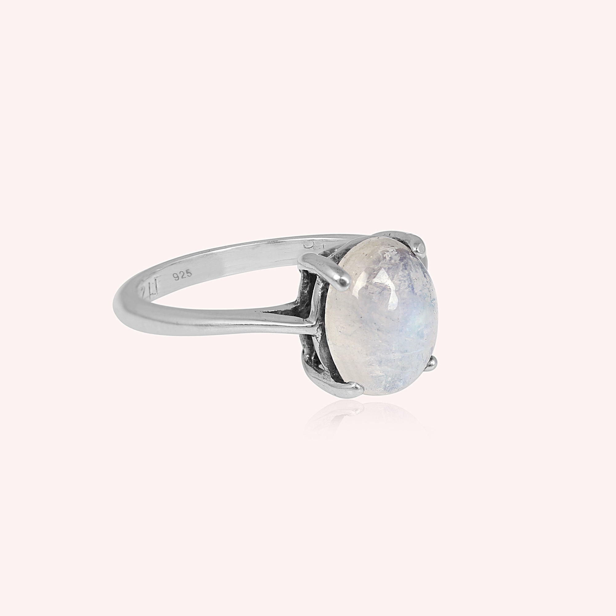 925 Sterling Silver Rainbow Moonstone Ring Jewelry for Women