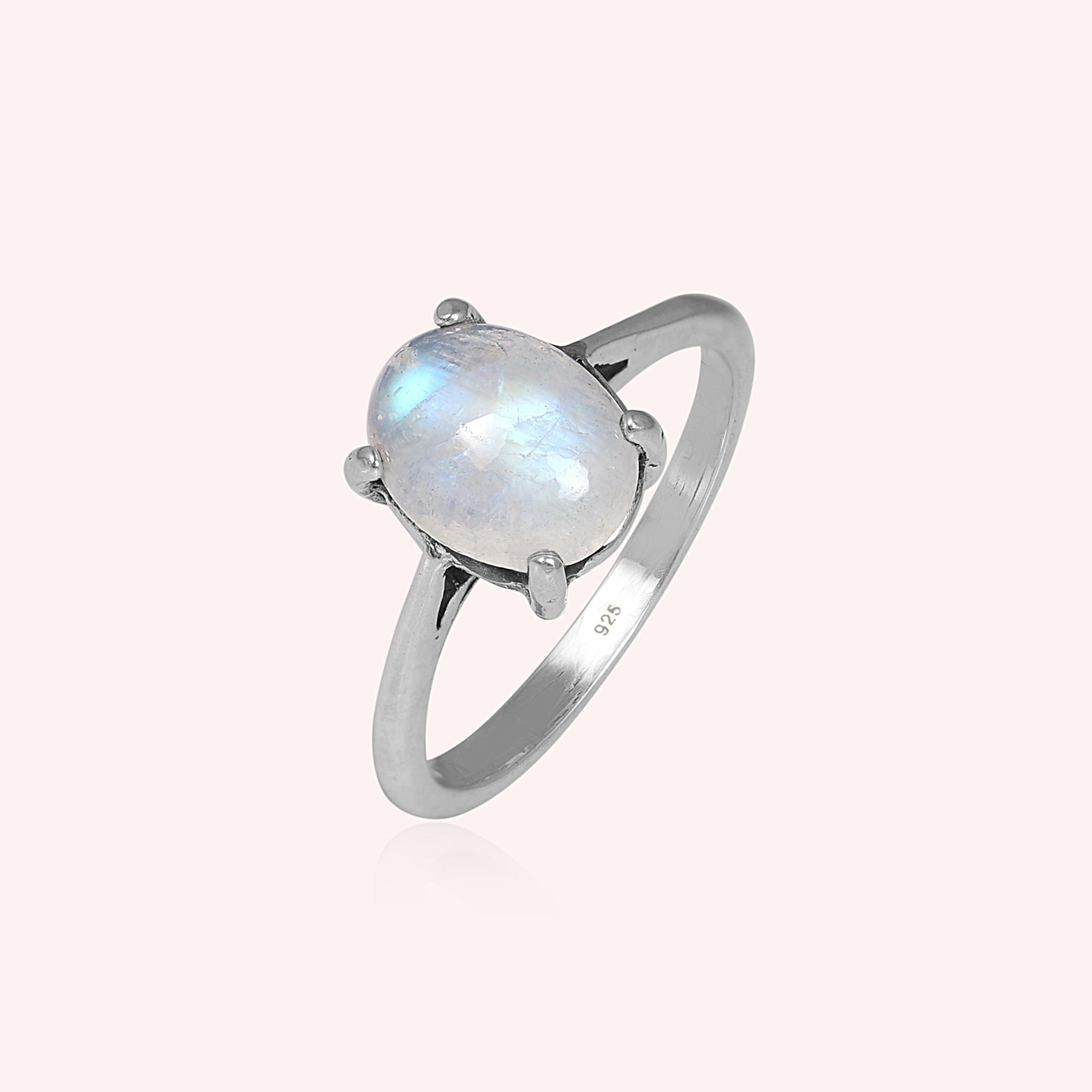 925 Sterling Silver Rainbow Moonstone Ring Jewelry for Women