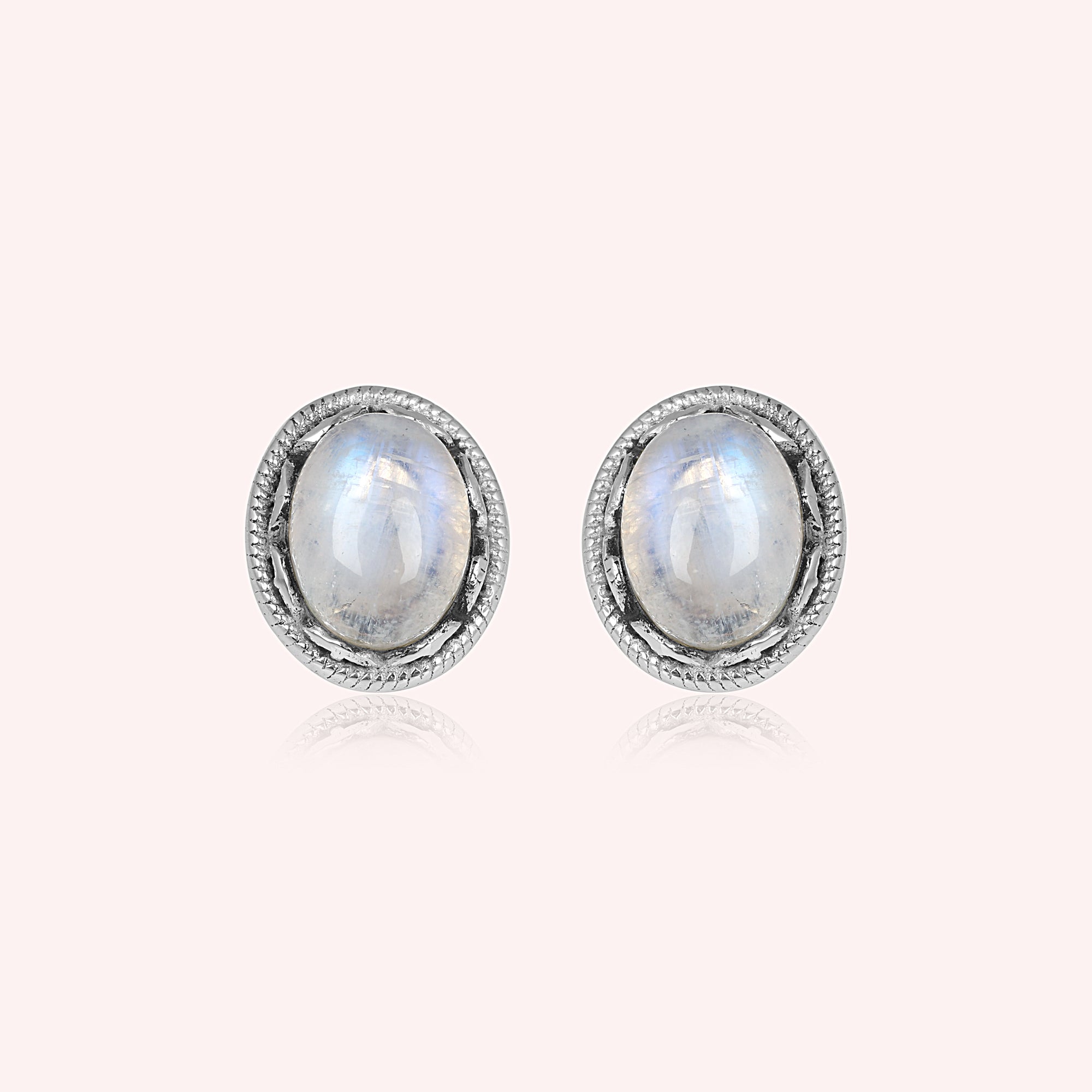 925 Sterling Silver Rainbow Moonstone Stud Earrings Jewelry for Her