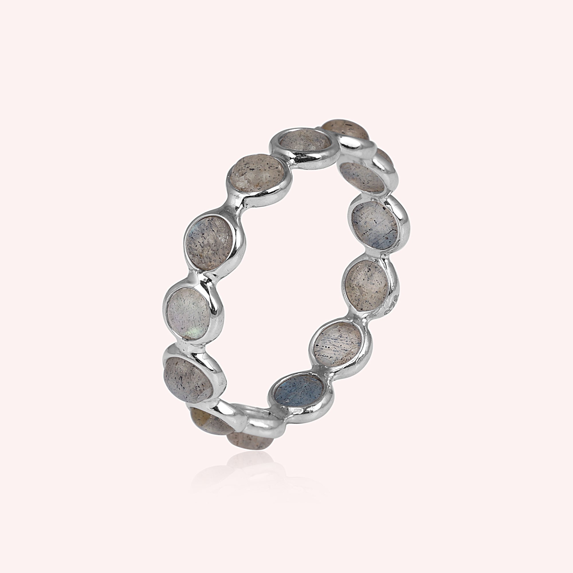 925 Sterling Silver Labradorite Full Eternity Band Ring