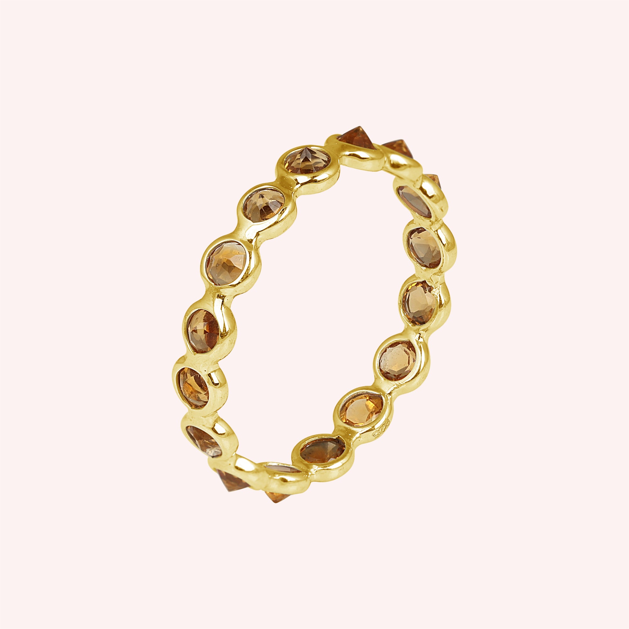 925 Sterling Silver Yellow Citrine Full Eternity Ring
