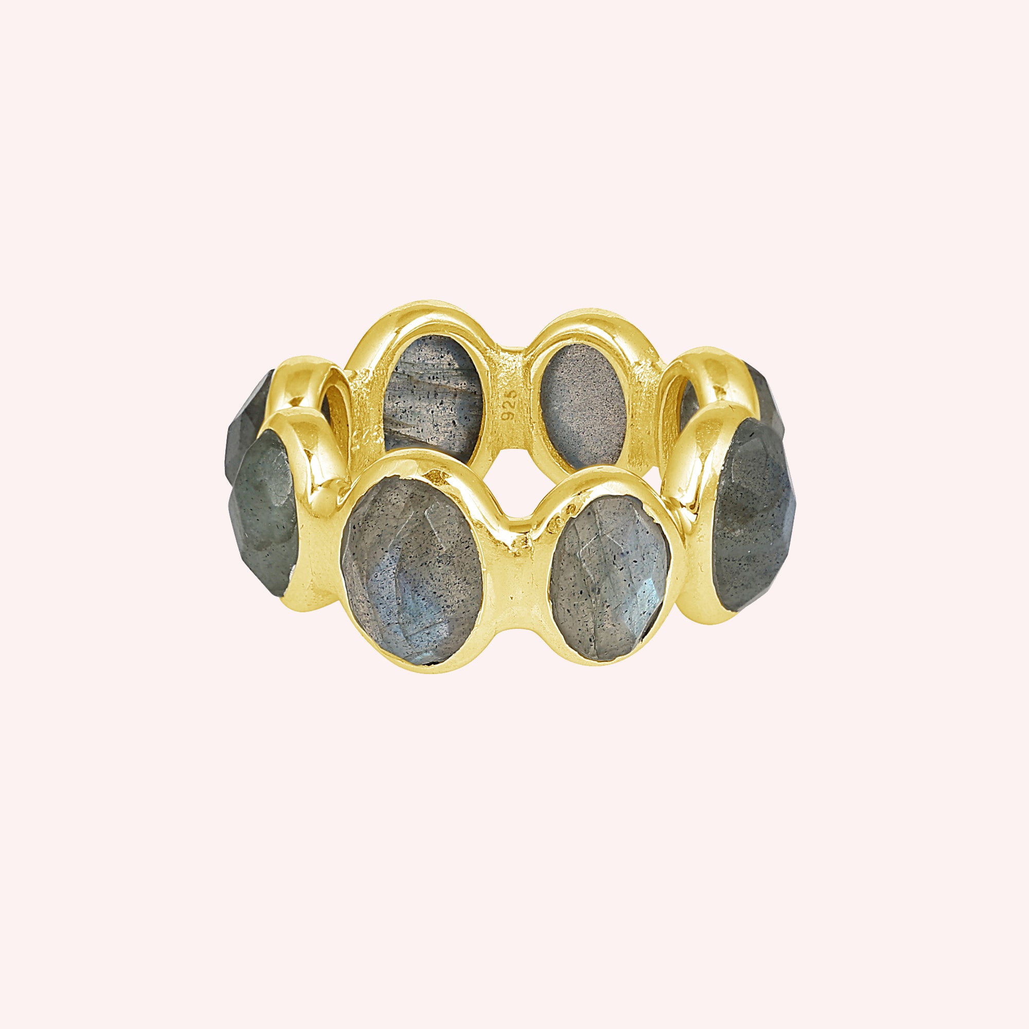 Natural Labradorite Eternity Band Ring 925 Sterling Silver Jewelry for Women