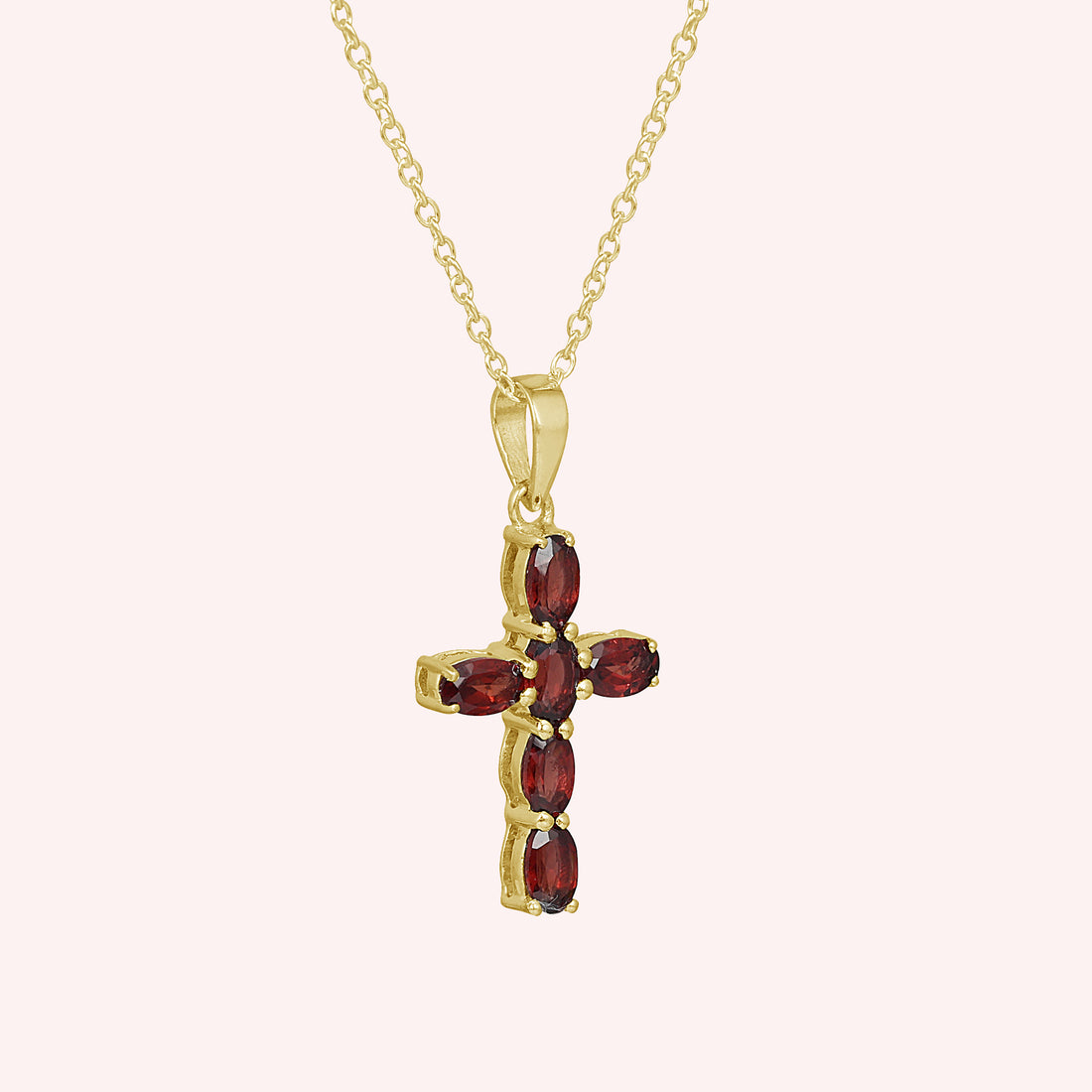 925 Sterling Silver Cross Garnet Pendant