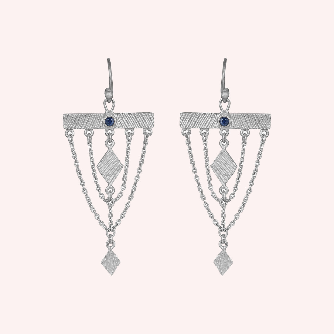 925 Sterling Silver Designer Dangling Chain Earrings