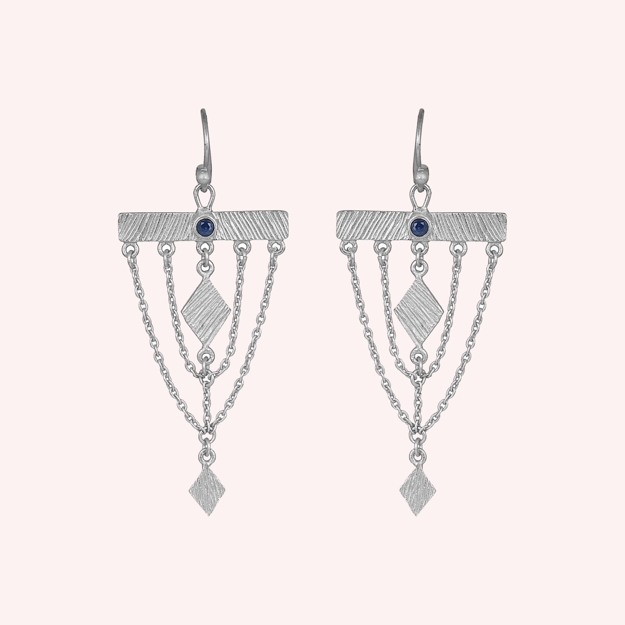 925 Sterling Silver Designer Dangling Chain Earrings