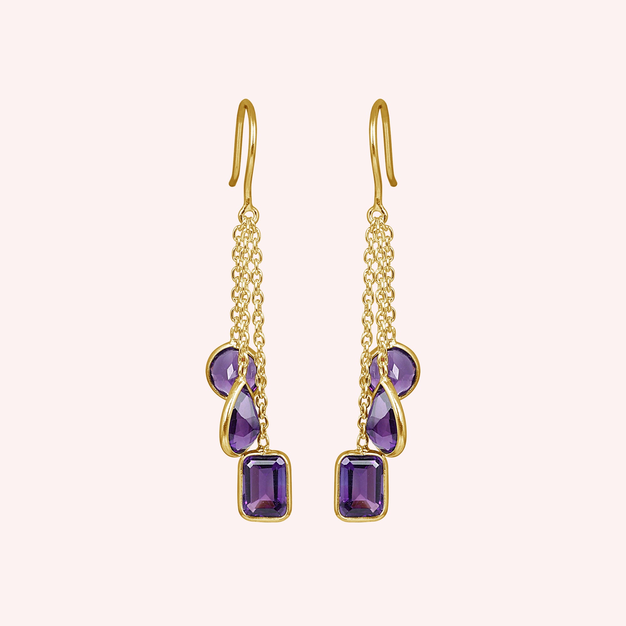 925 Sterling Silver Purple Amethyst Dangling Earring