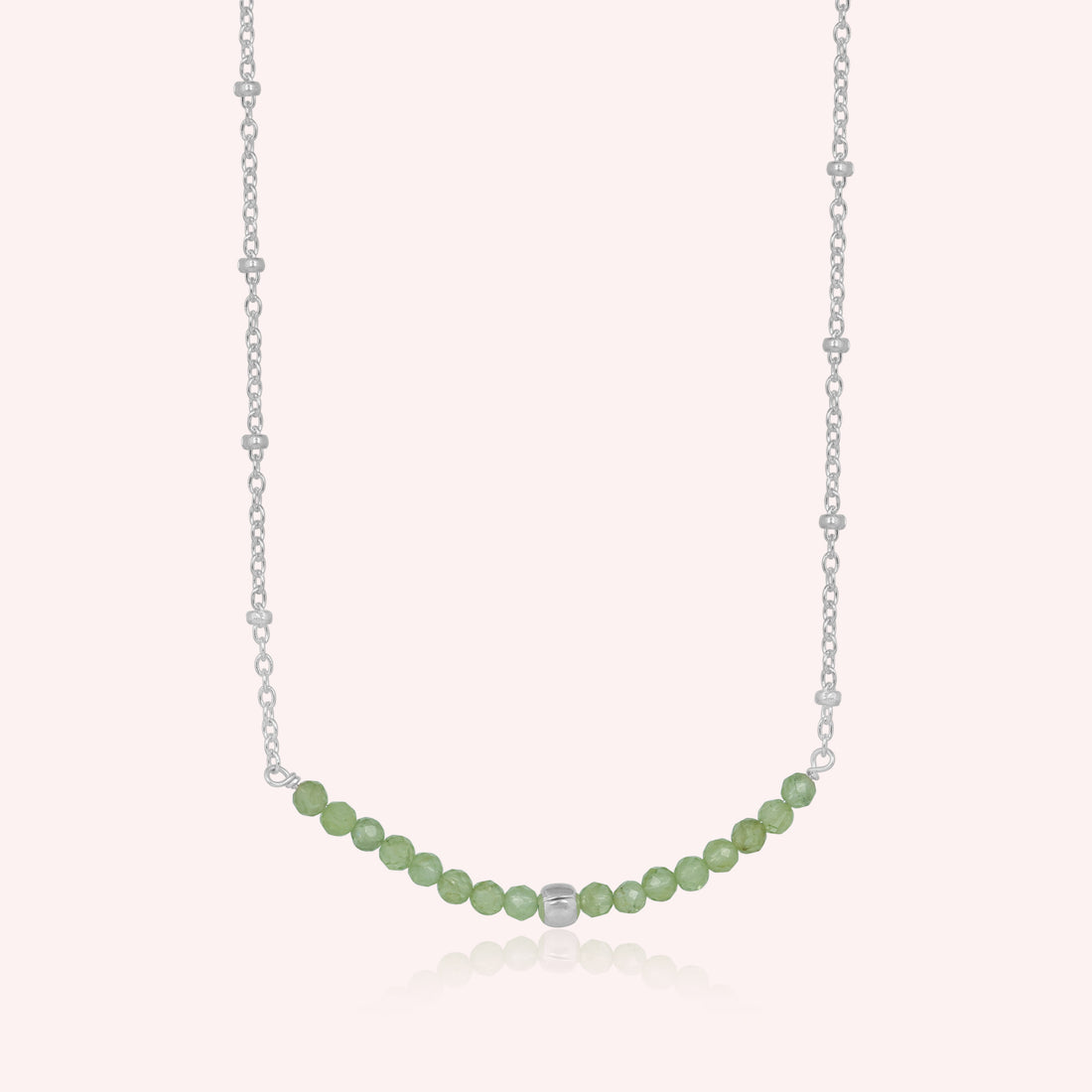 Sterling Silver Natural Peridot Beads Necklace Jewelry for Women
