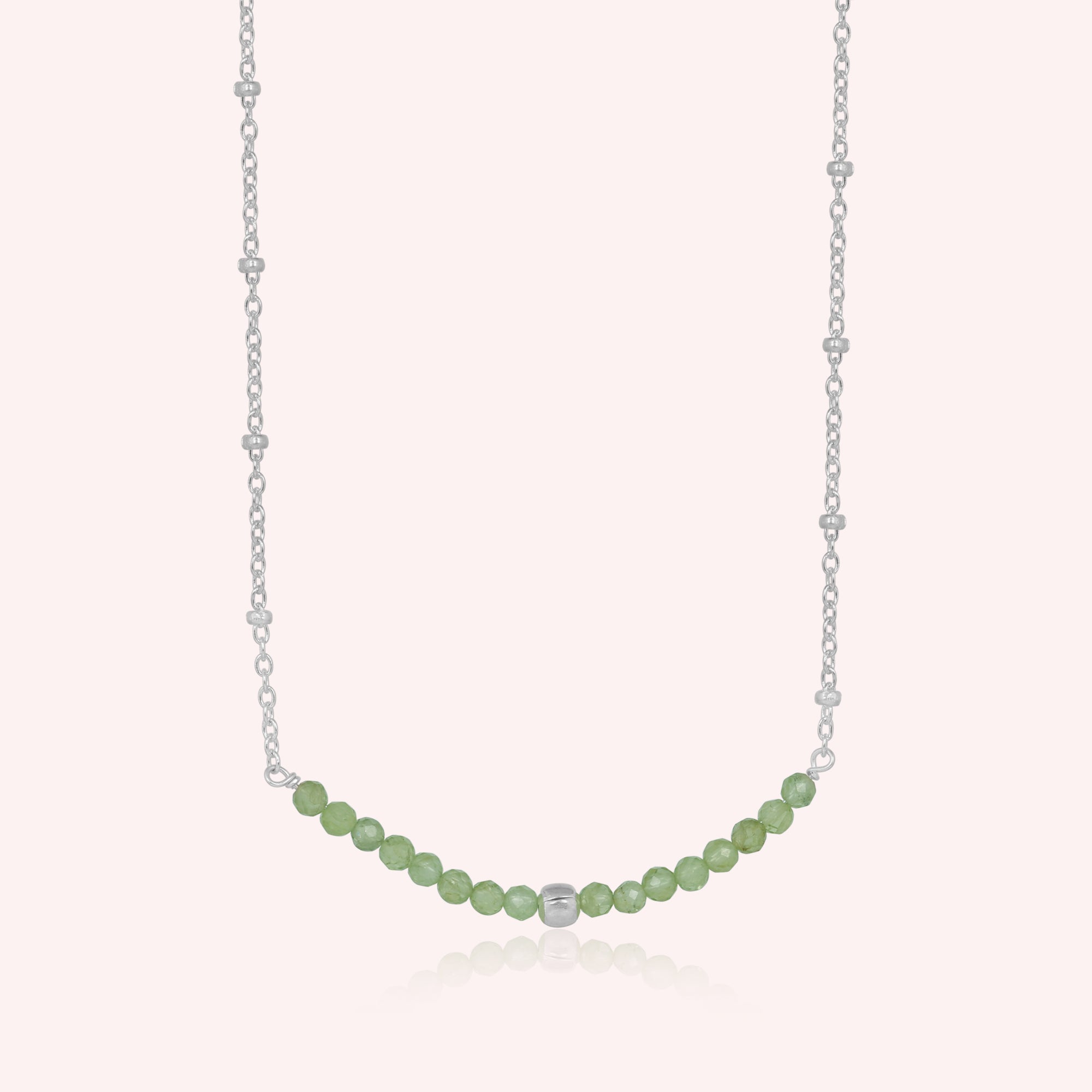 Sterling Silver Natural Peridot Beads Necklace Jewelry for Women