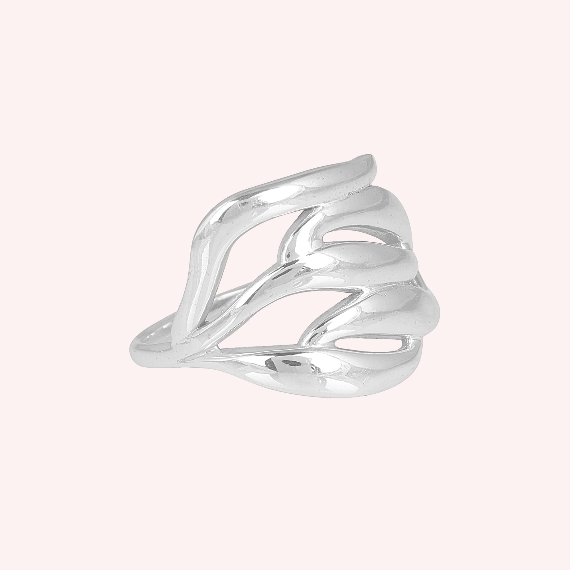 925 Sterling Silver Designer Wave Band Ring