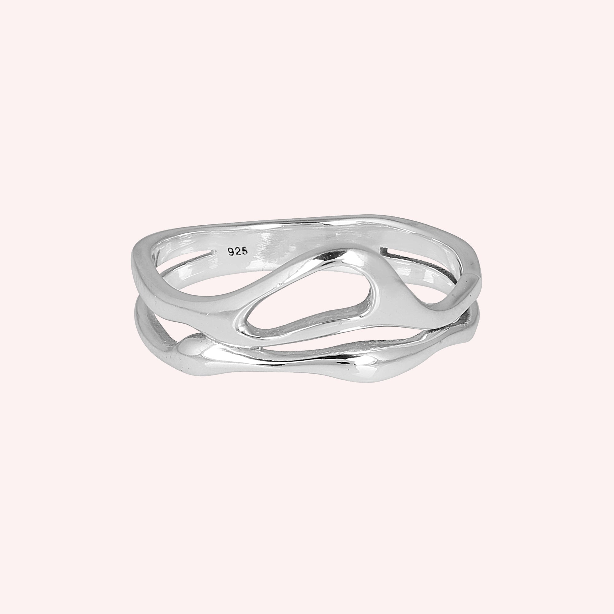 925 Sterling Silver Wave Band Ring