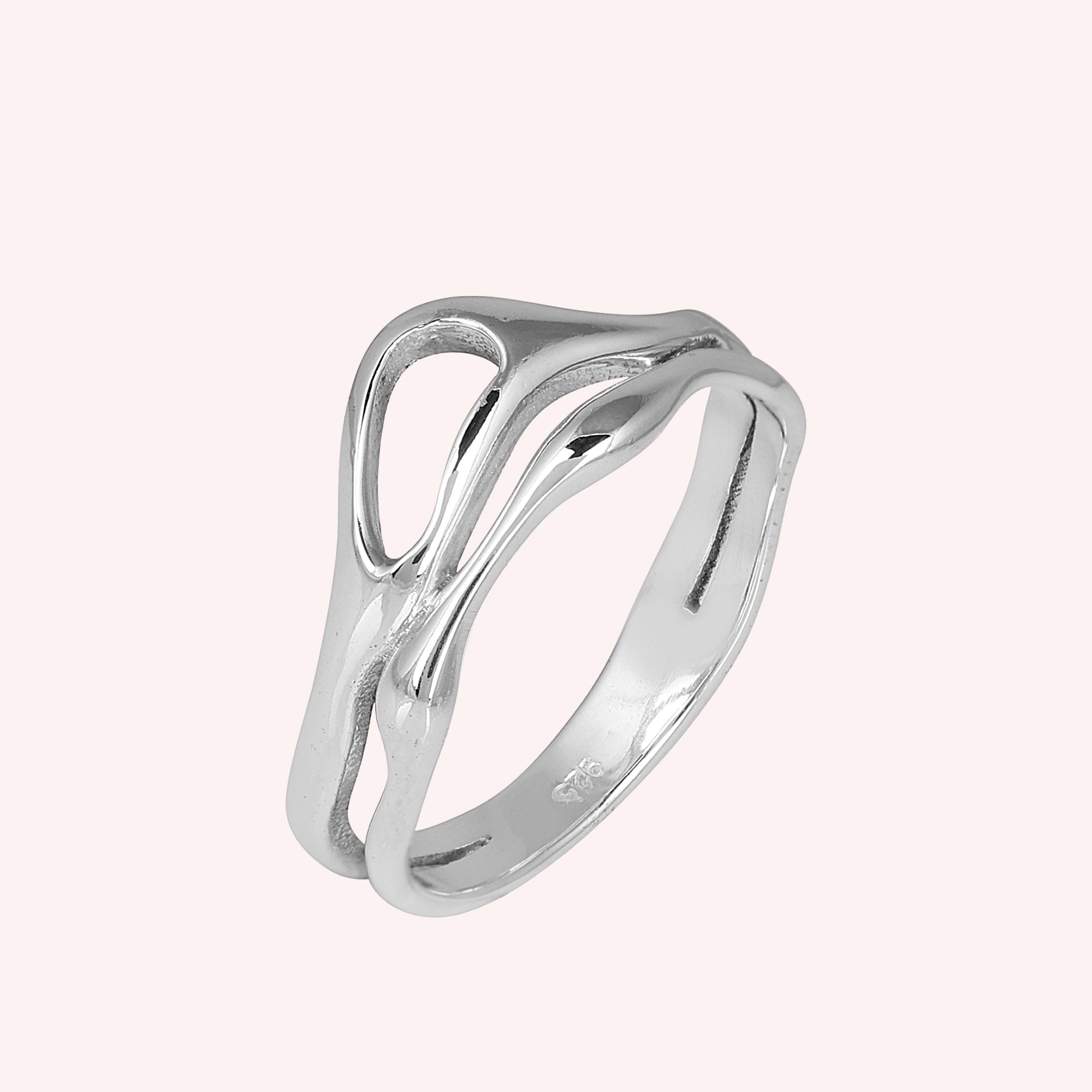 925 Sterling Silver Wave Band Ring