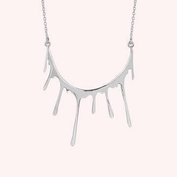 925 Sterling Silver Dripping Curved Necklace