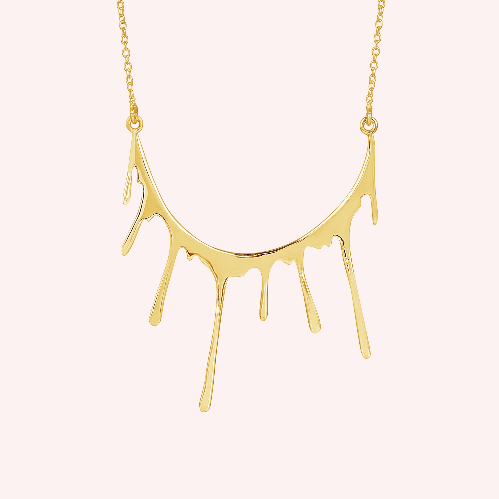 925 Sterling Silver Dripping Curved Necklace