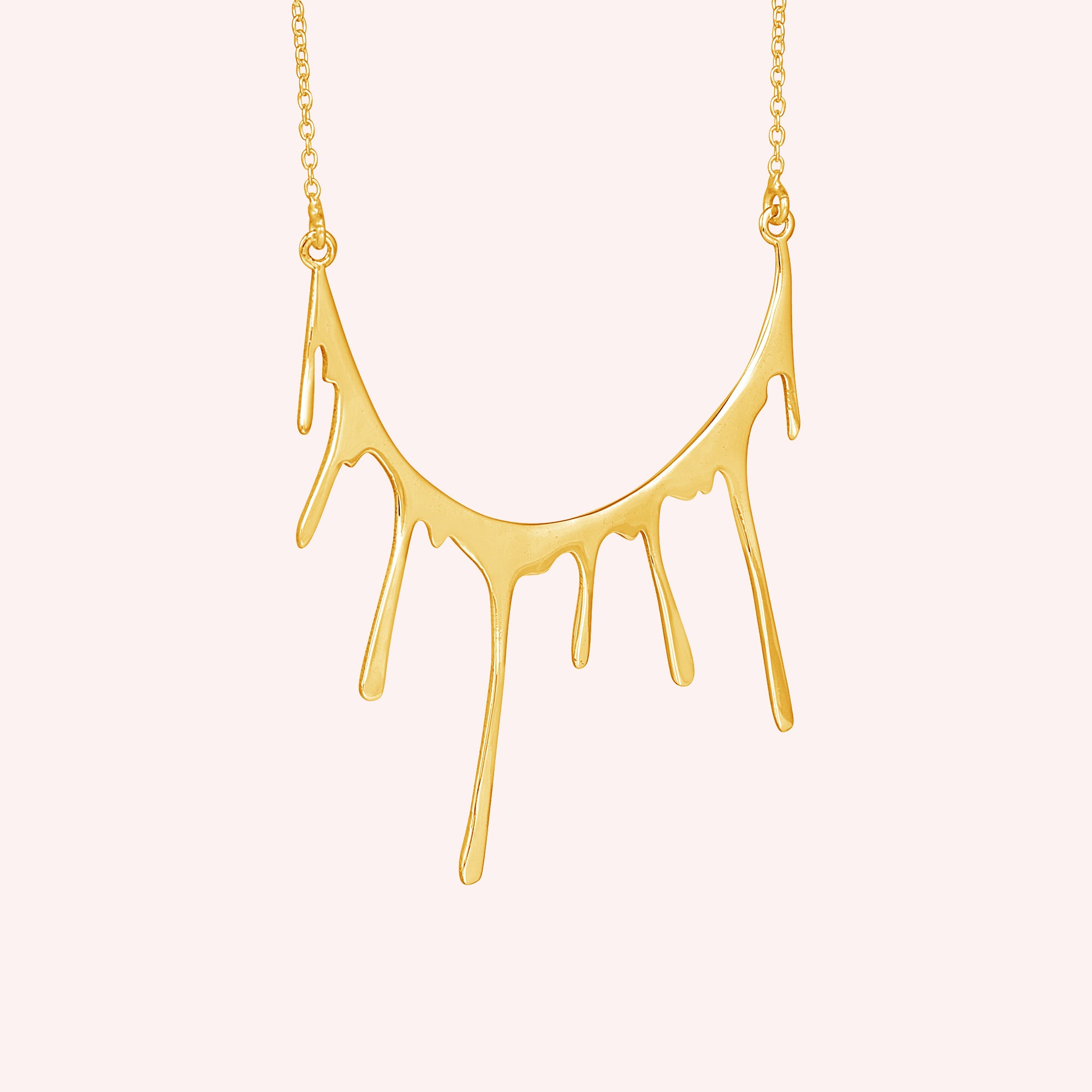 925 Sterling Silver Dripping Curved Necklace