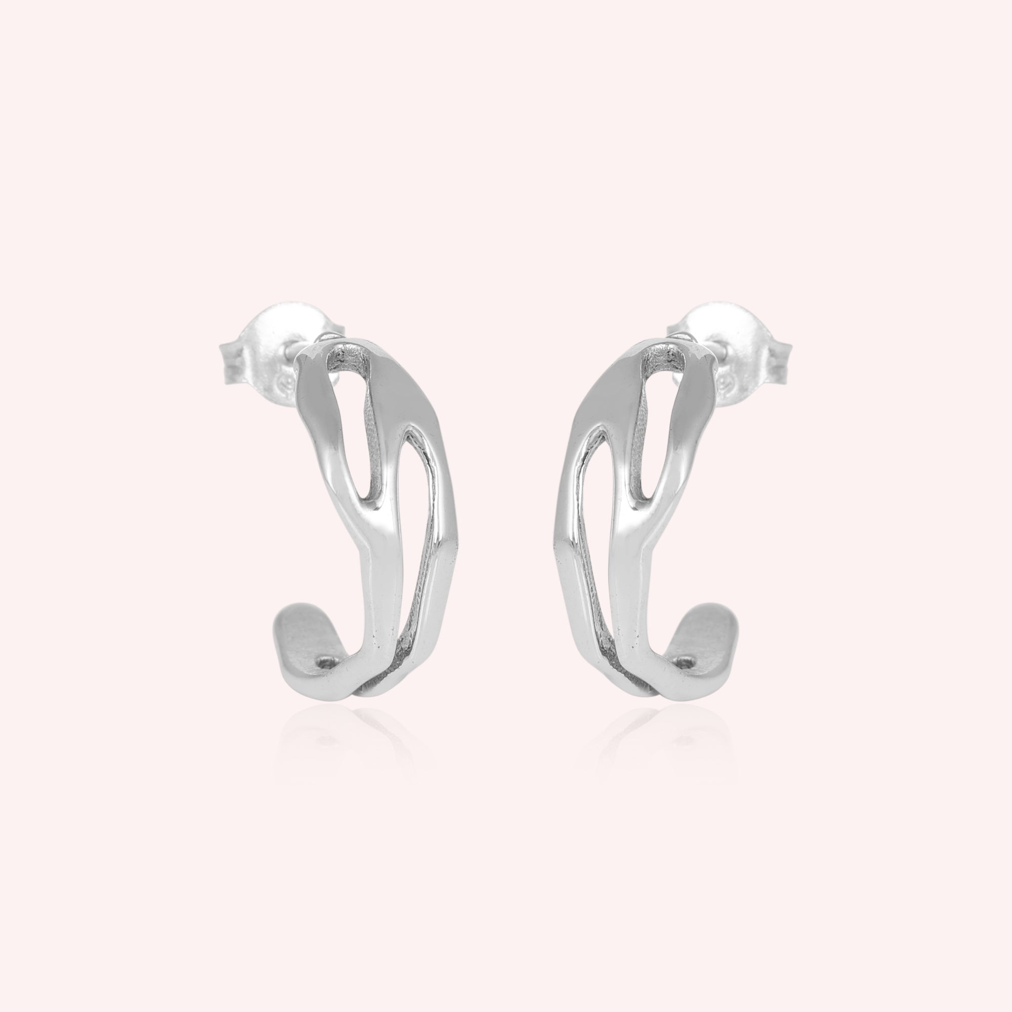 925 Sterling Silver Wave Design Hoop Earrings