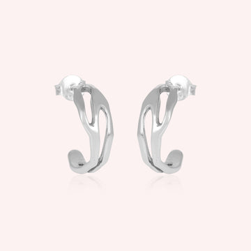 925 Sterling Silver Wave Design Hoop Earrings