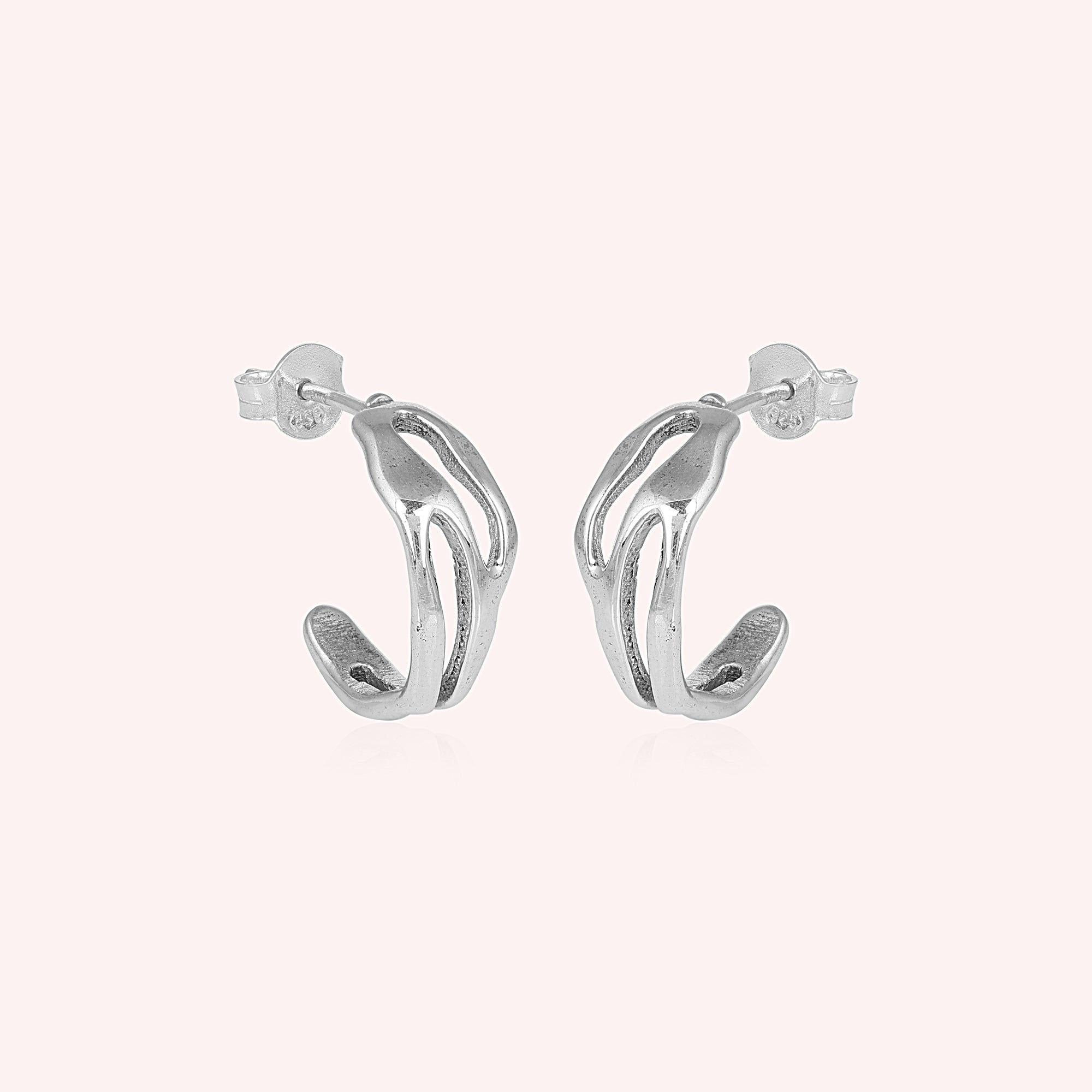 925 Sterling Silver Wave Design Hoop Earrings