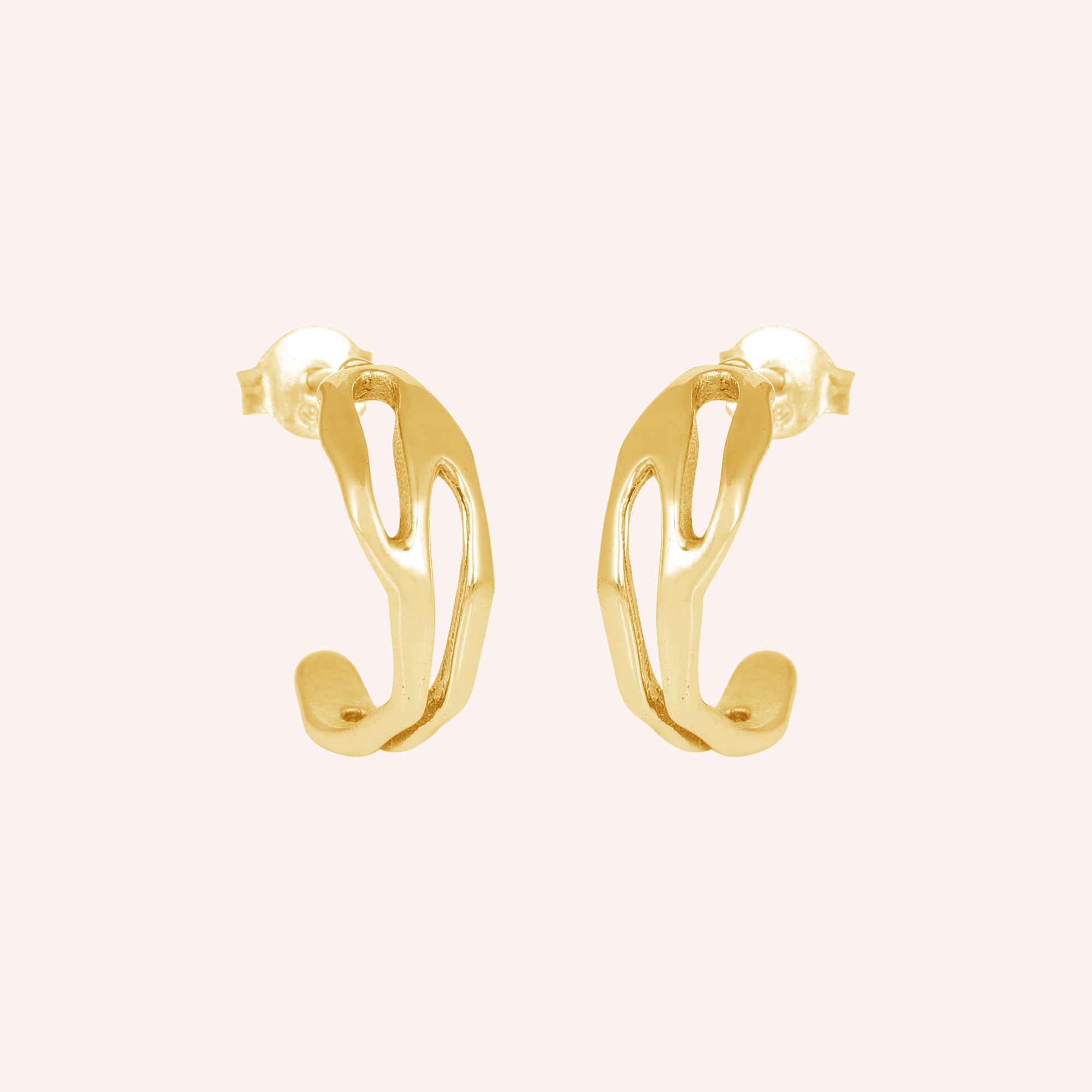 925 Sterling Silver Wave Design Hoop Earrings