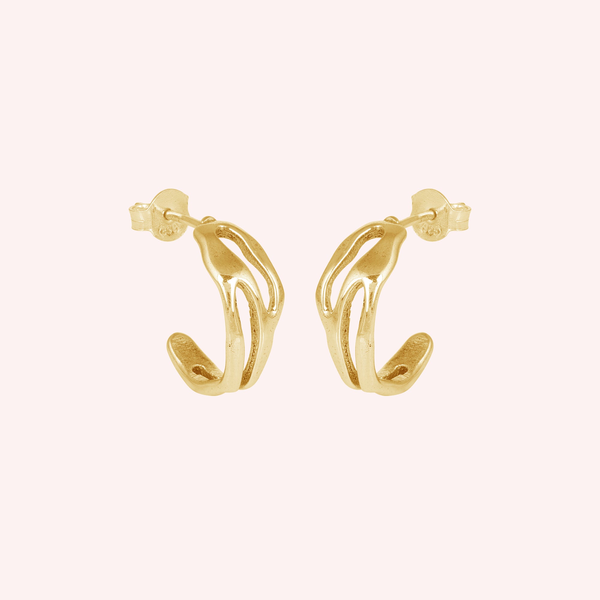 925 Sterling Silver Wave Design Hoop Earrings