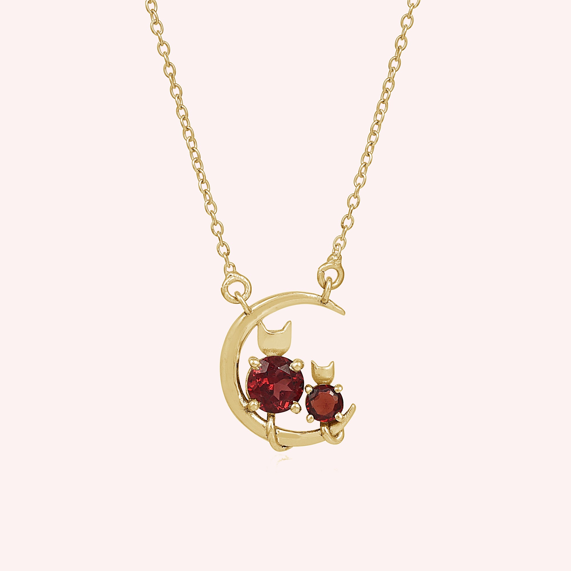 925 Sterling Silver Half Moon Garnet Necklace for Her
