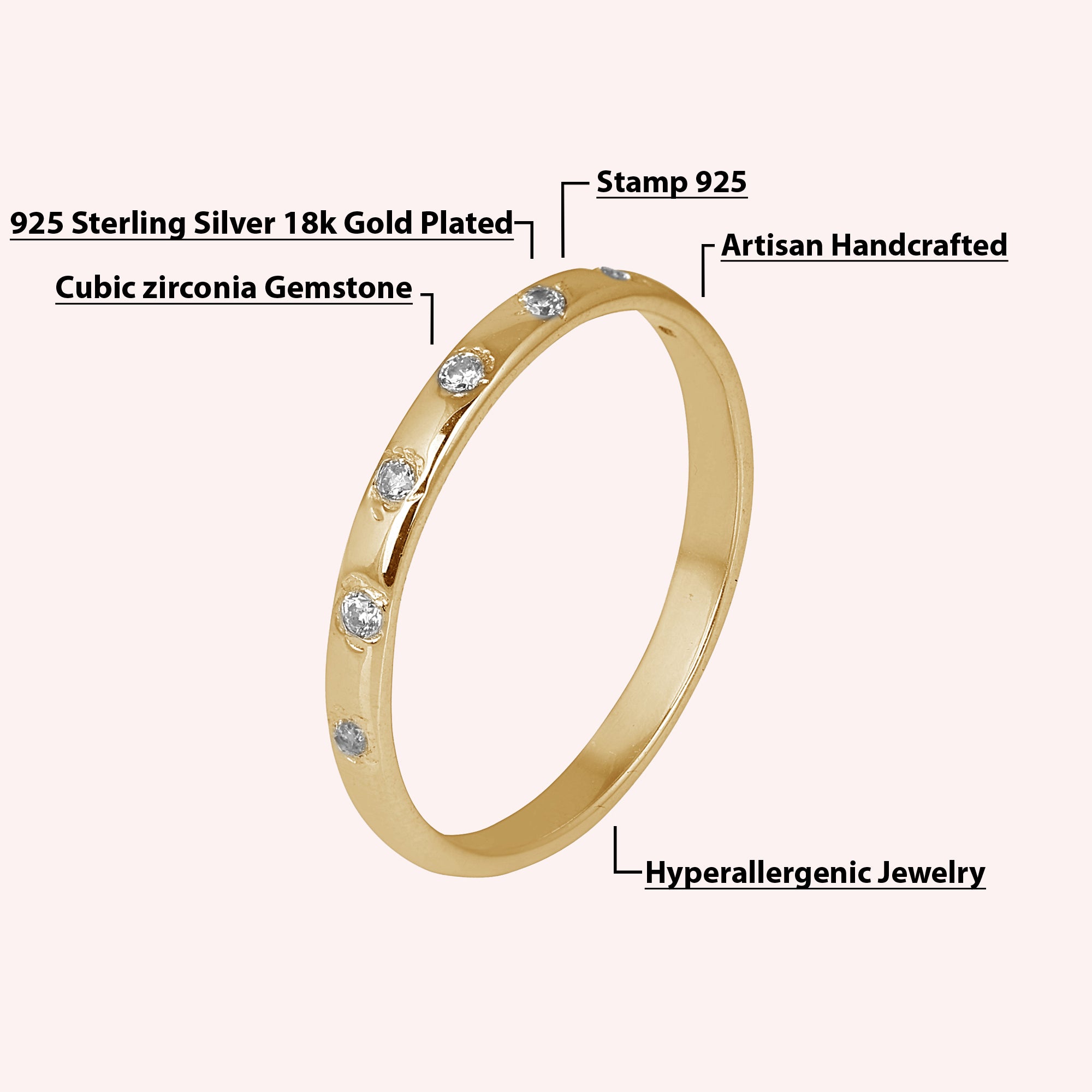 925 Sterling Silver Zircon Minimal Ring