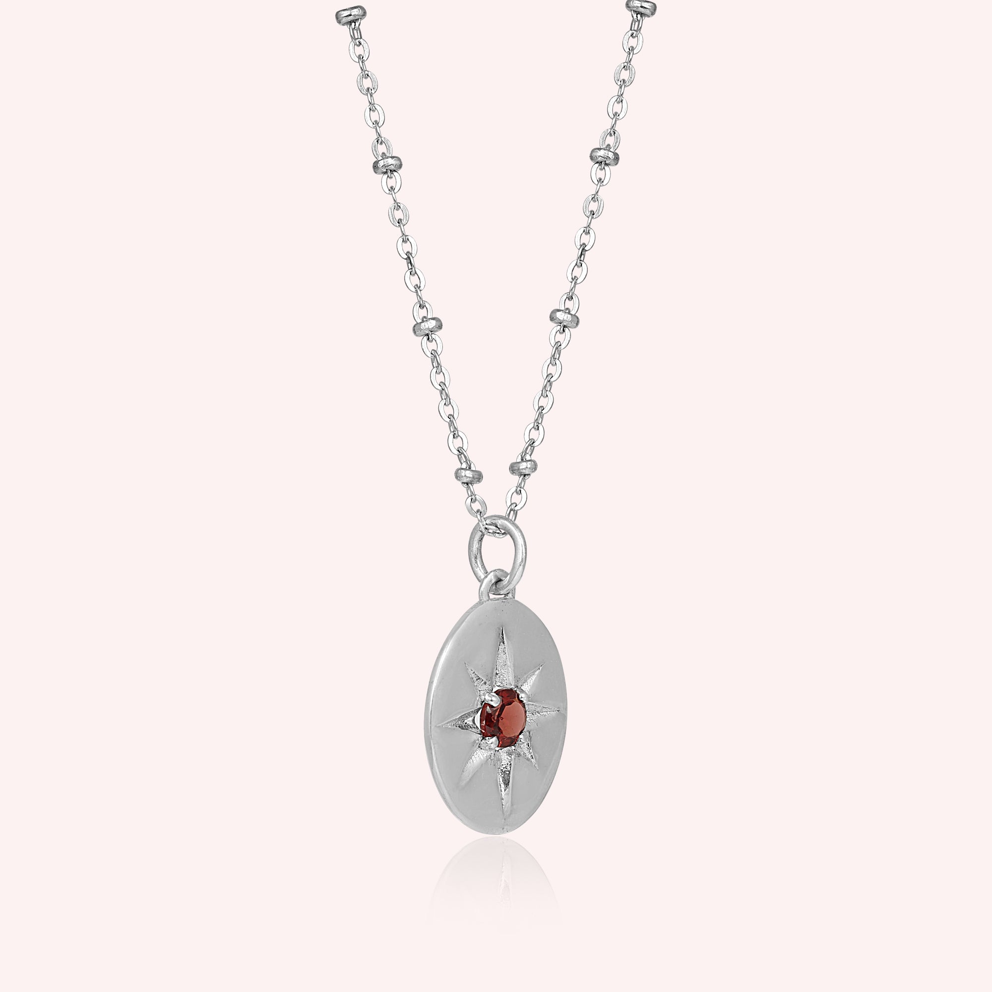 925 Sterling Silver Garnet Star Minimalist Pendant