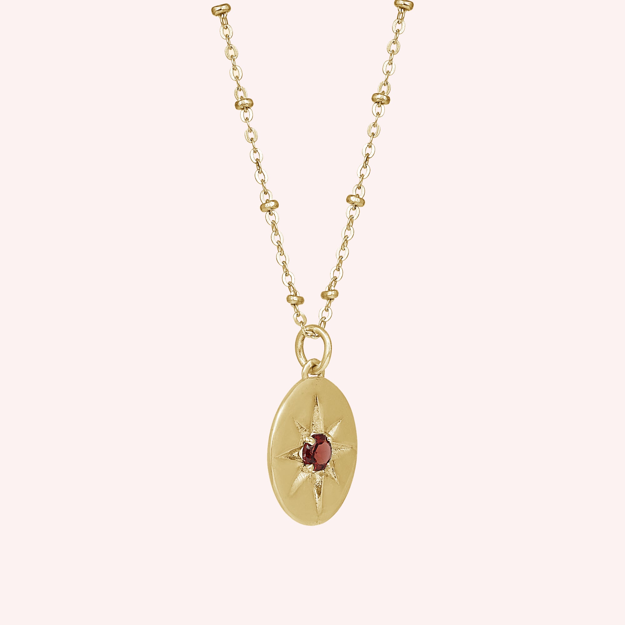 925 Sterling Silver Garnet Star Minimalist Pendant