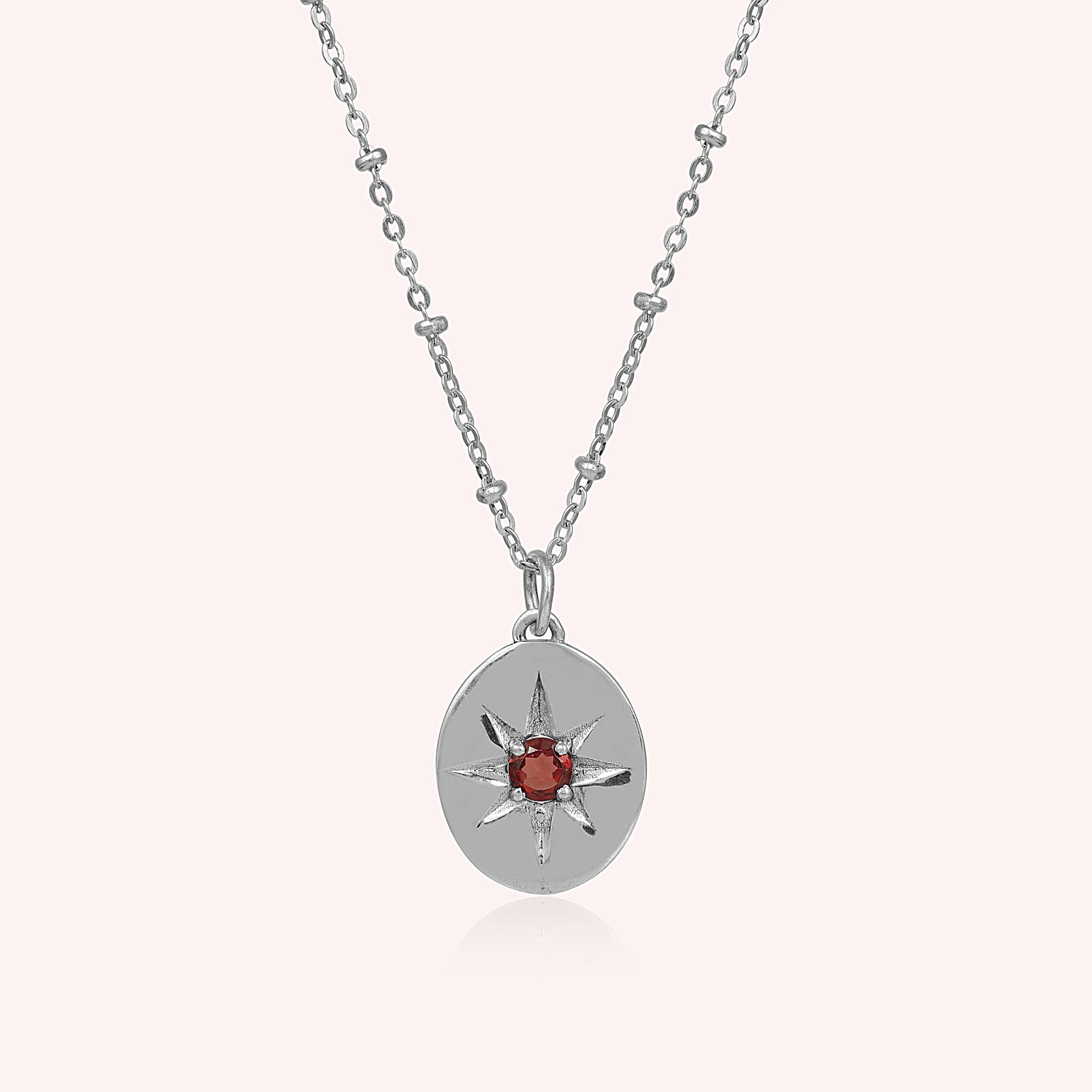 925 Sterling Silver Garnet Star Minimalist Pendant