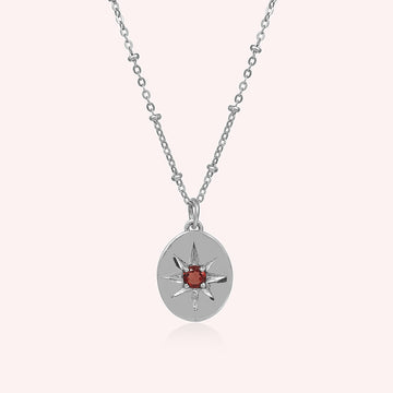 925 Sterling Silver Garnet Star Minimalist Pendant