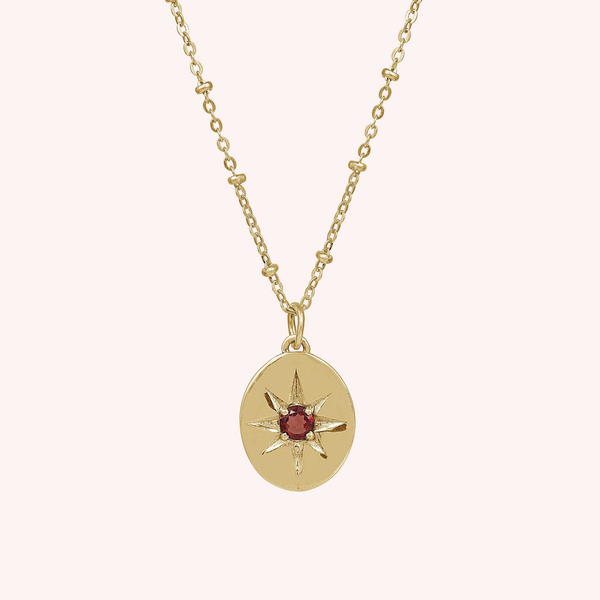 925 Sterling Silver Garnet Star Minimalist Pendant