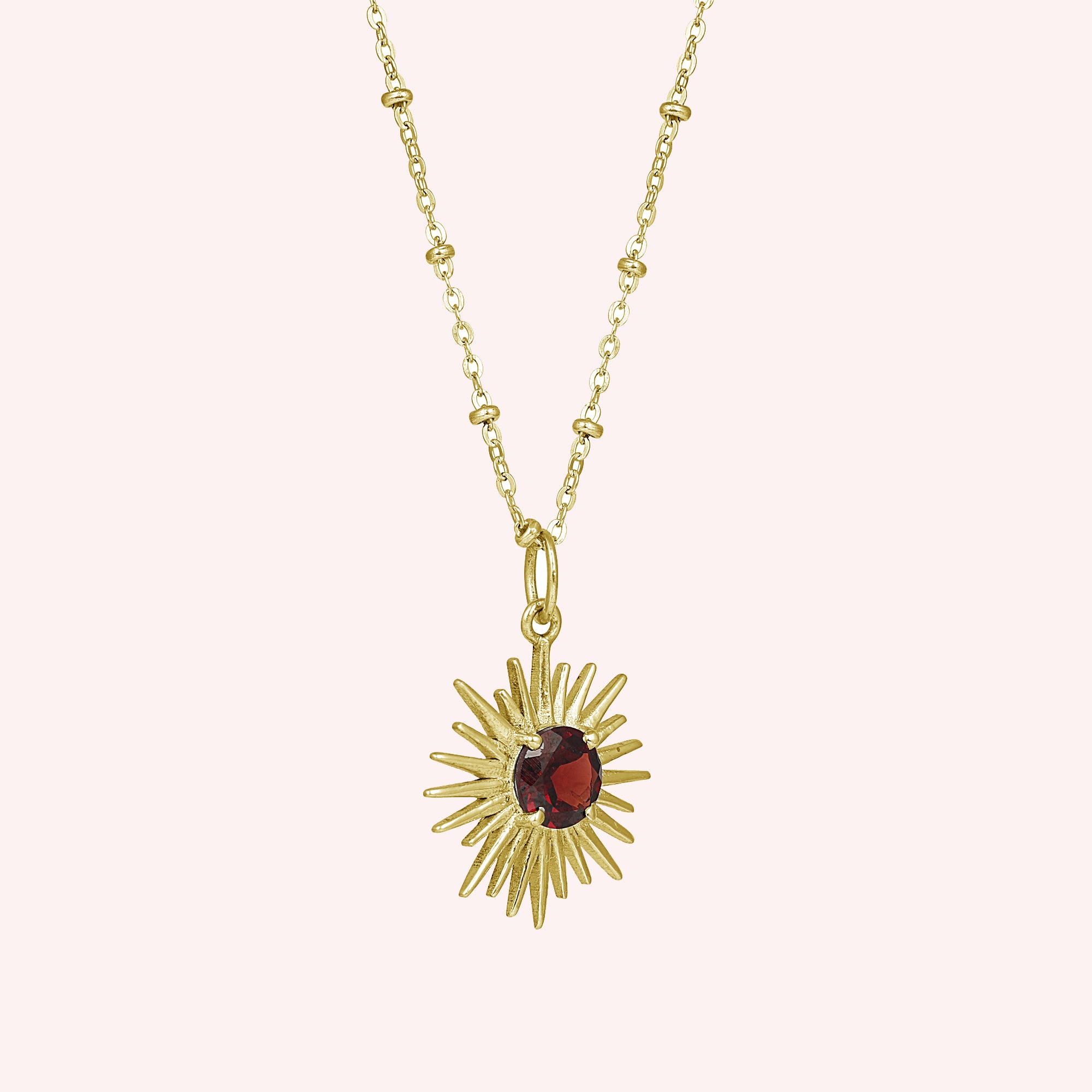 925 Sterling Silver Garnet Sun Stylish Pendant for Her