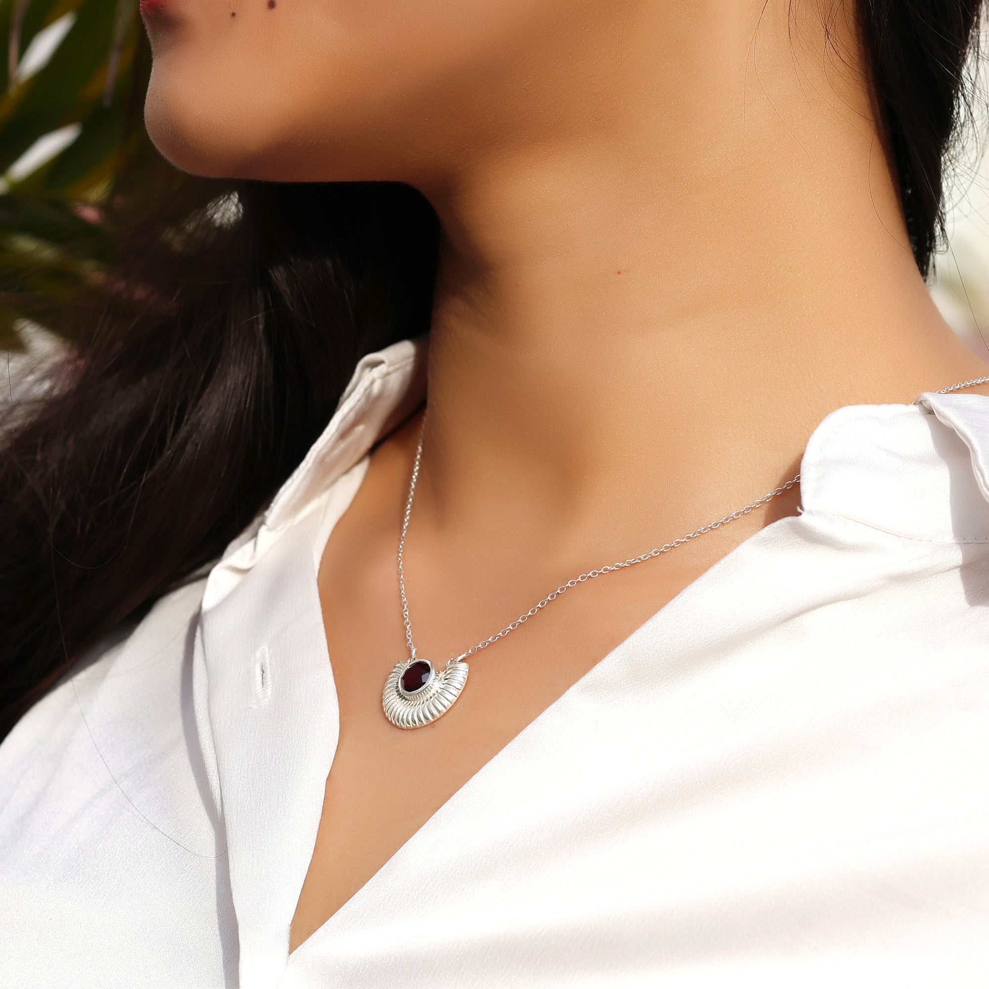 Red Garnet Designer Minimalist Necklace for Women