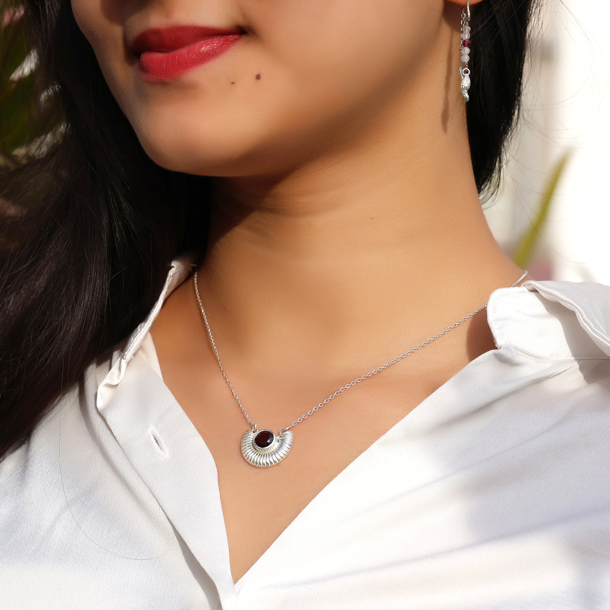 Red Garnet Designer Minimalist Necklace for Women