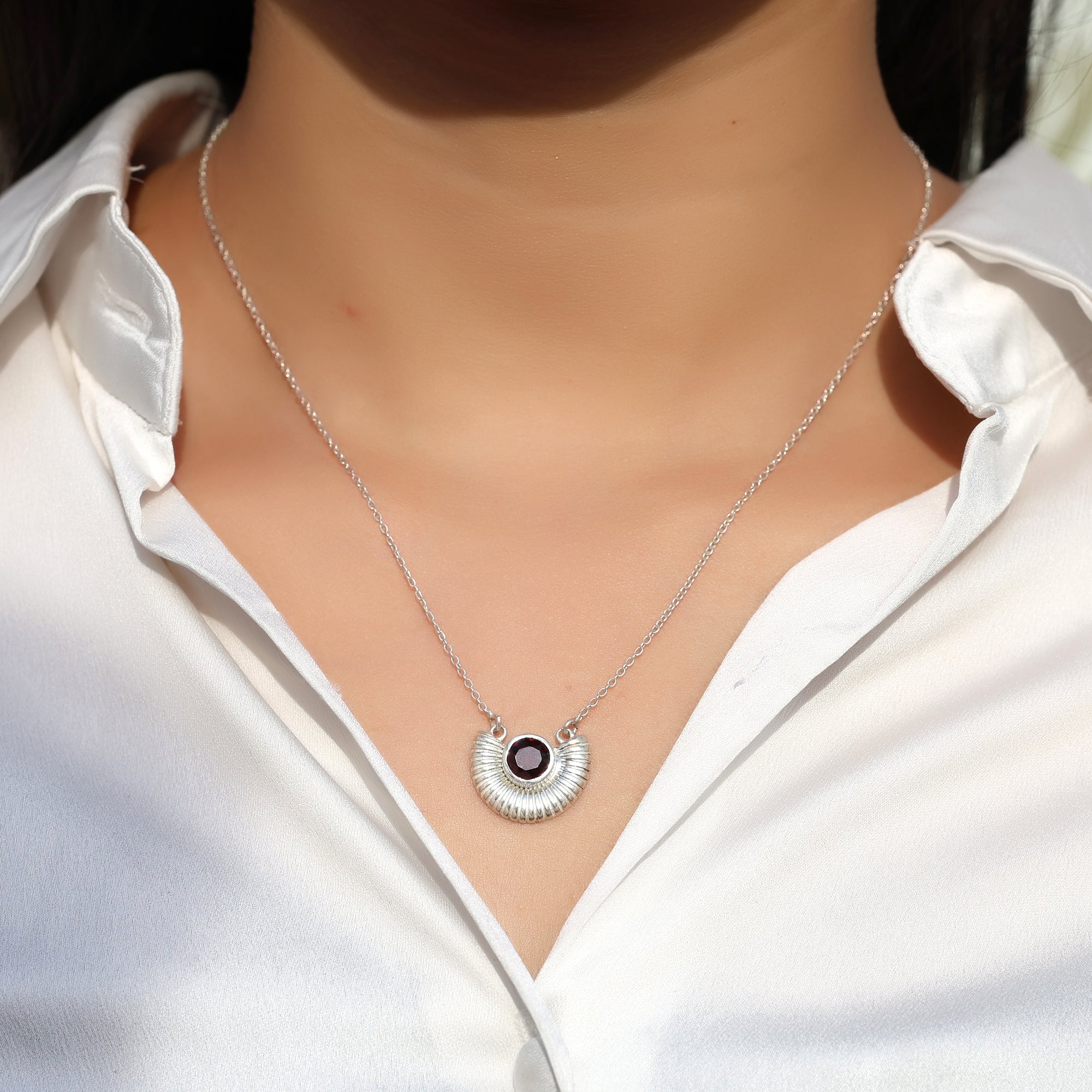 Red Garnet Designer Minimalist Necklace for Women