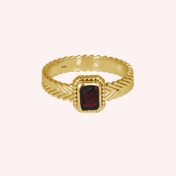 925 Sterling Silver Garnet  Designer Band Ring