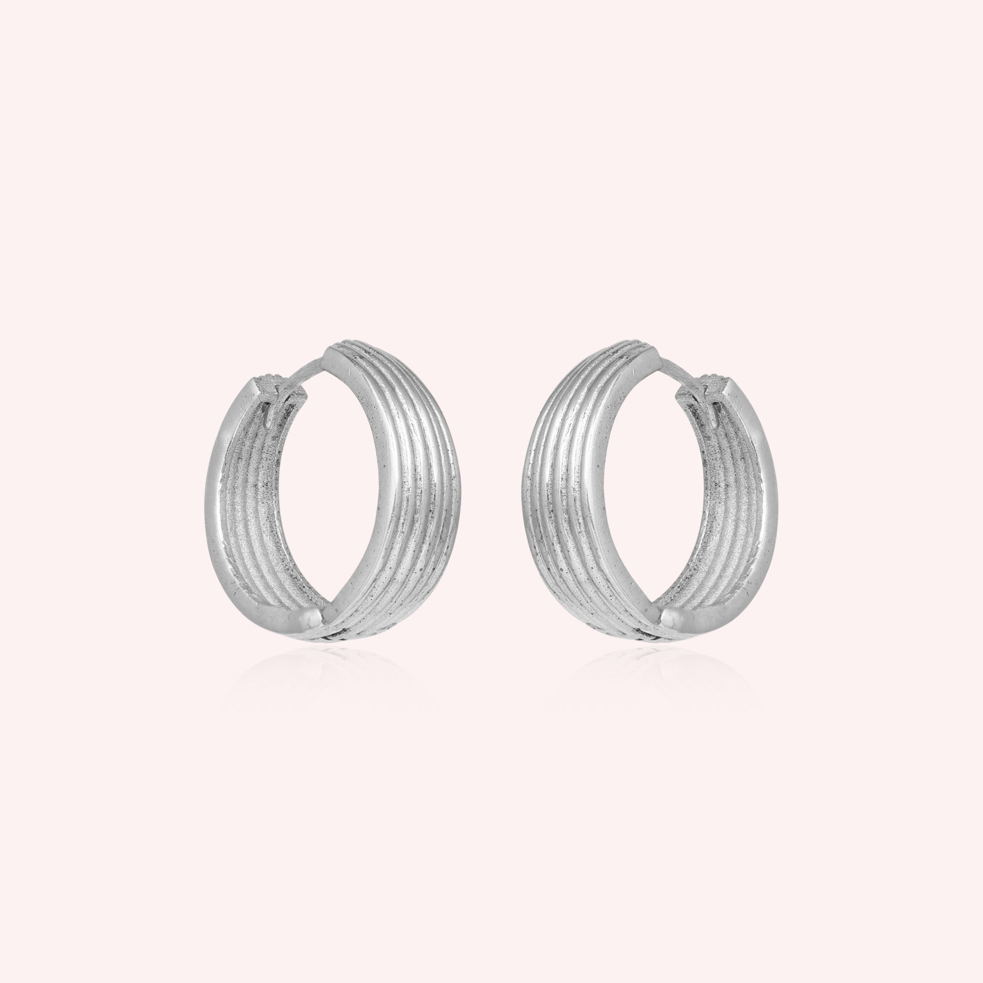 925 Sterling Silver Textured Hoop Earrings