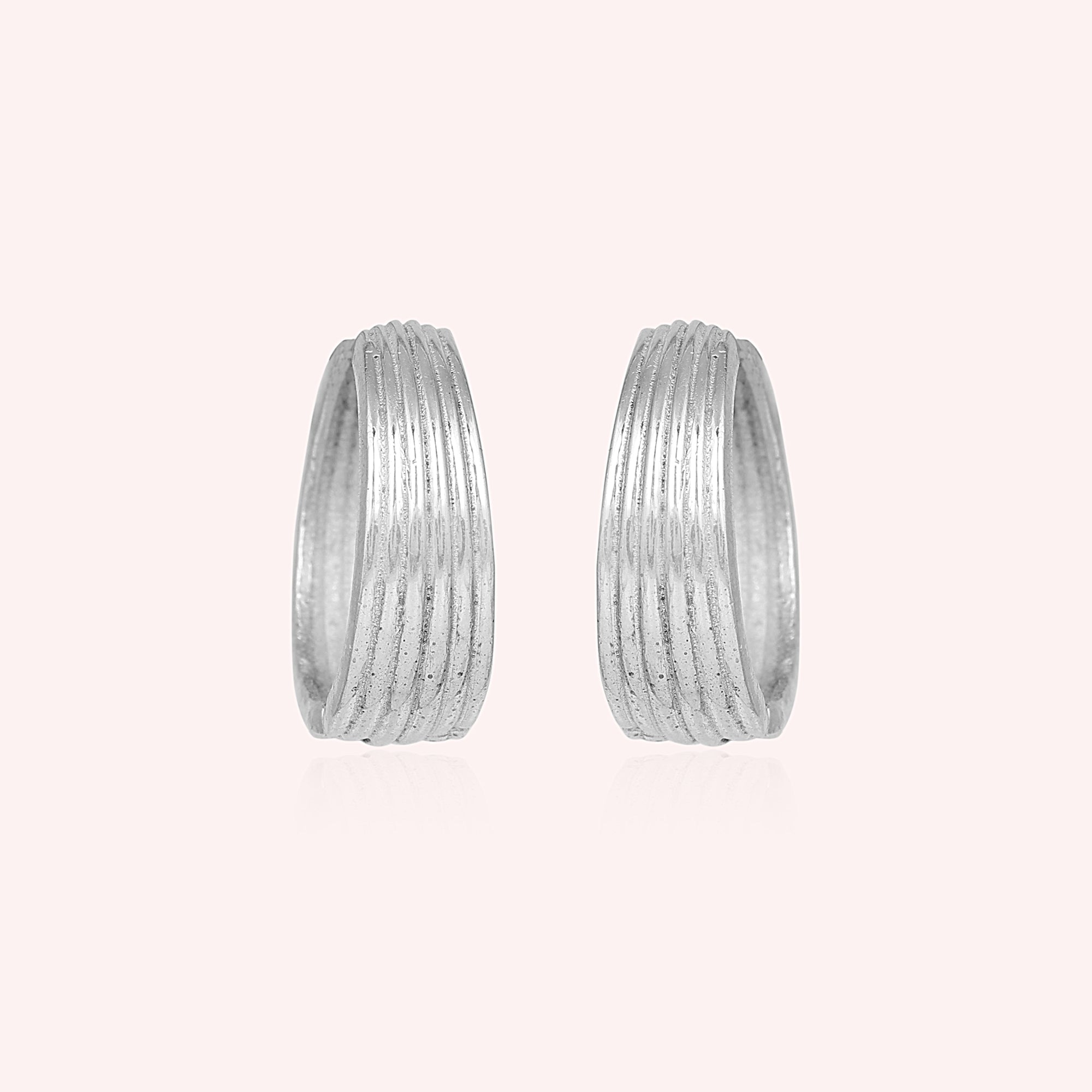 925 Sterling Silver Textured Hoop Earrings