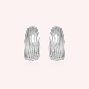 925 Sterling Silver Textured Hoop Earrings