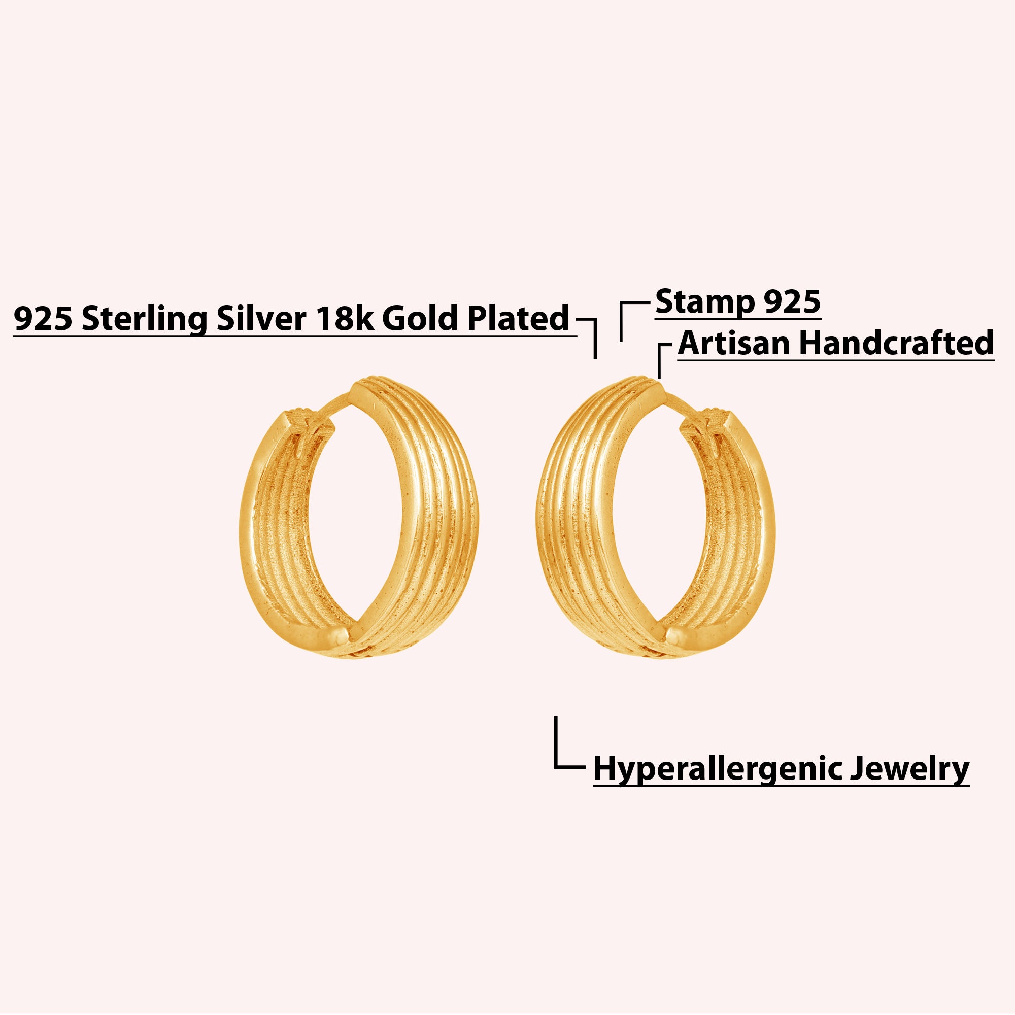 925 Sterling Silver Textured Hoop Earrings