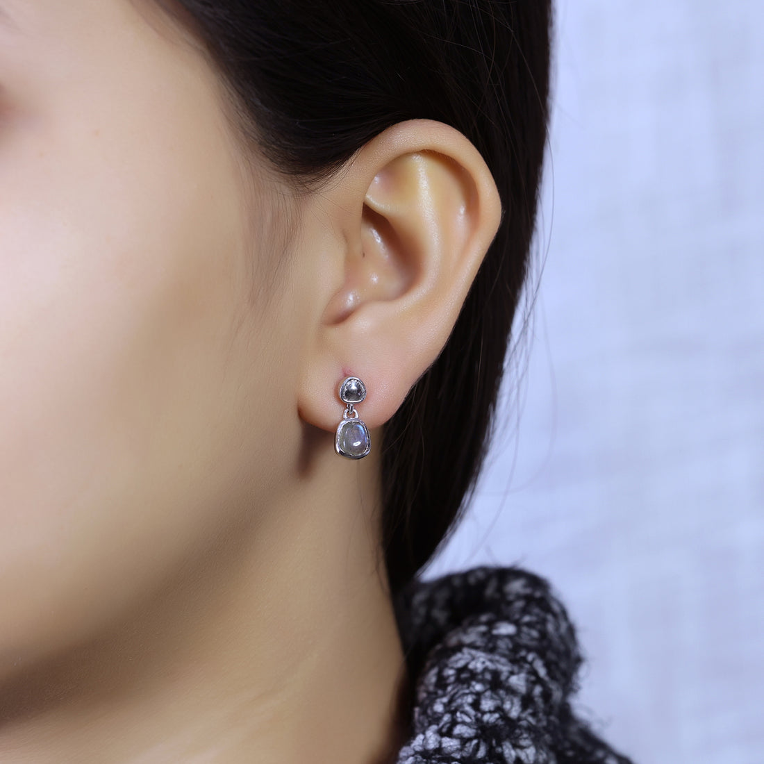 925 Sterling Silver Labradorite Charm Earrings