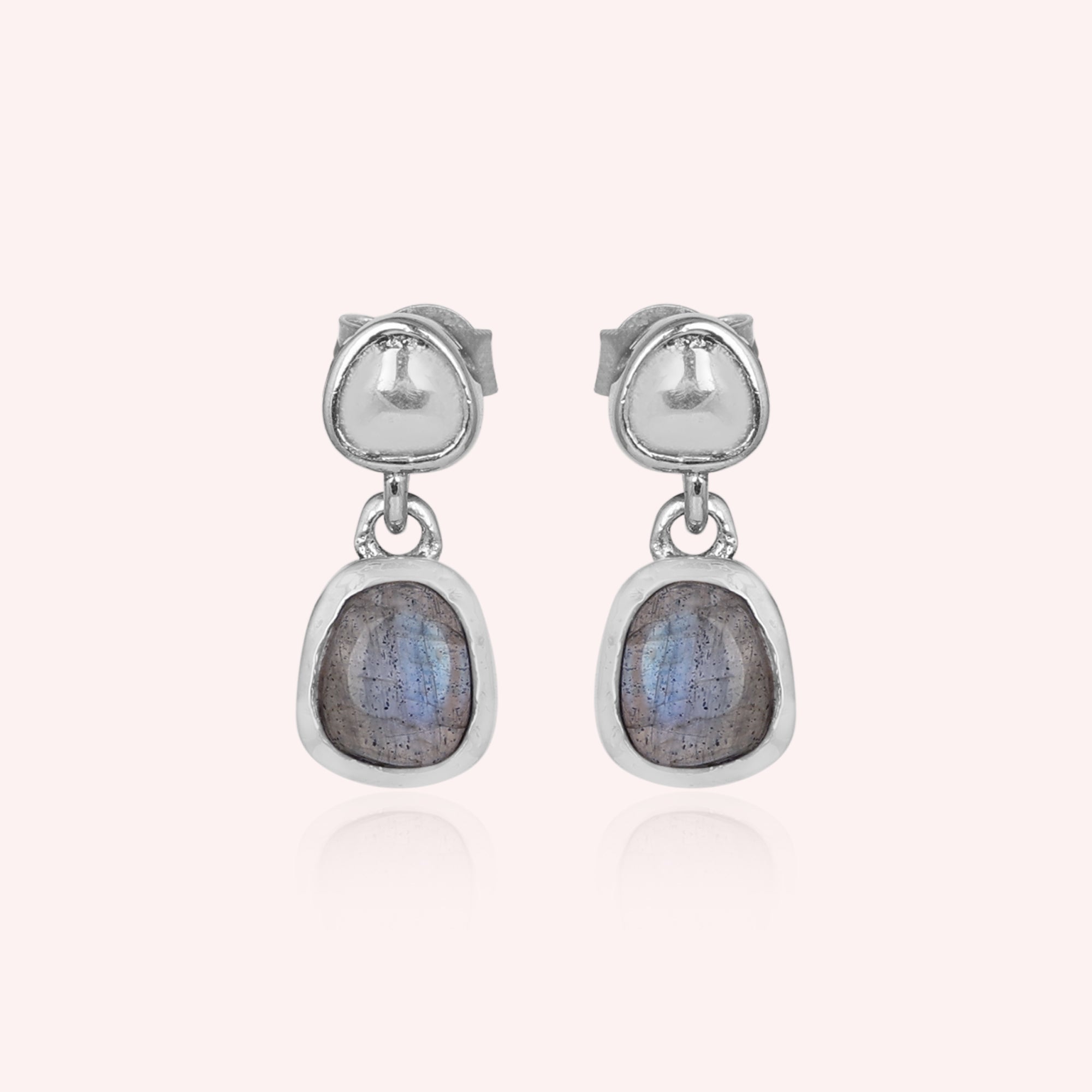 925 Sterling Silver Labradorite Charm Earrings