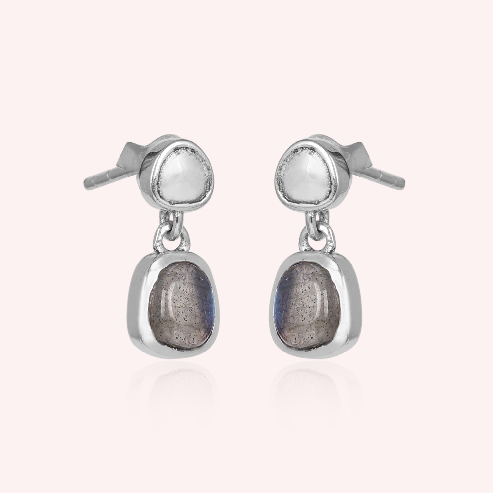 925 Sterling Silver Labradorite Charm Earrings