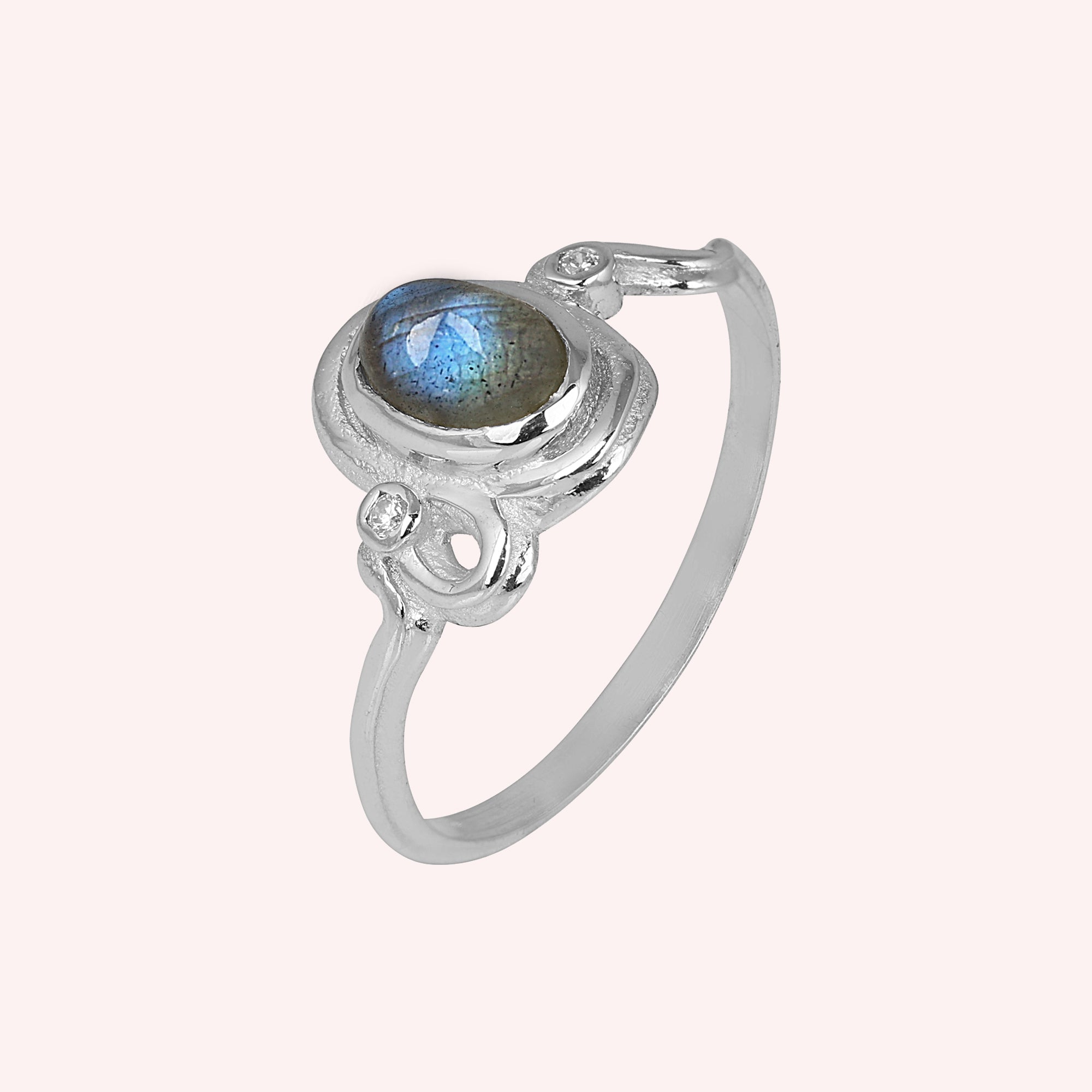 925 Sterling Silver Labradorite Wavy Ring Jewelry for Women