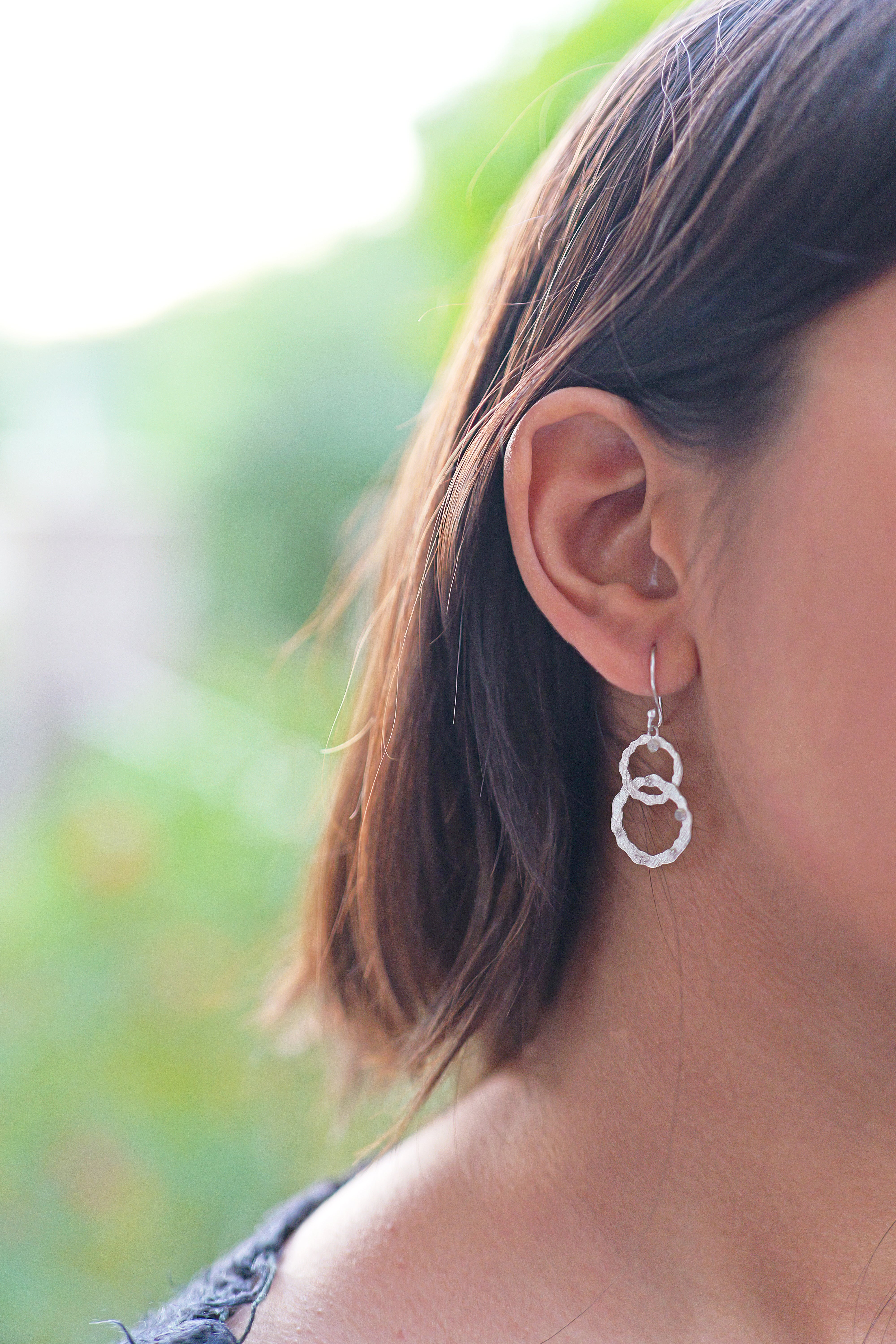 Textured Labradorite Dangle Earrings